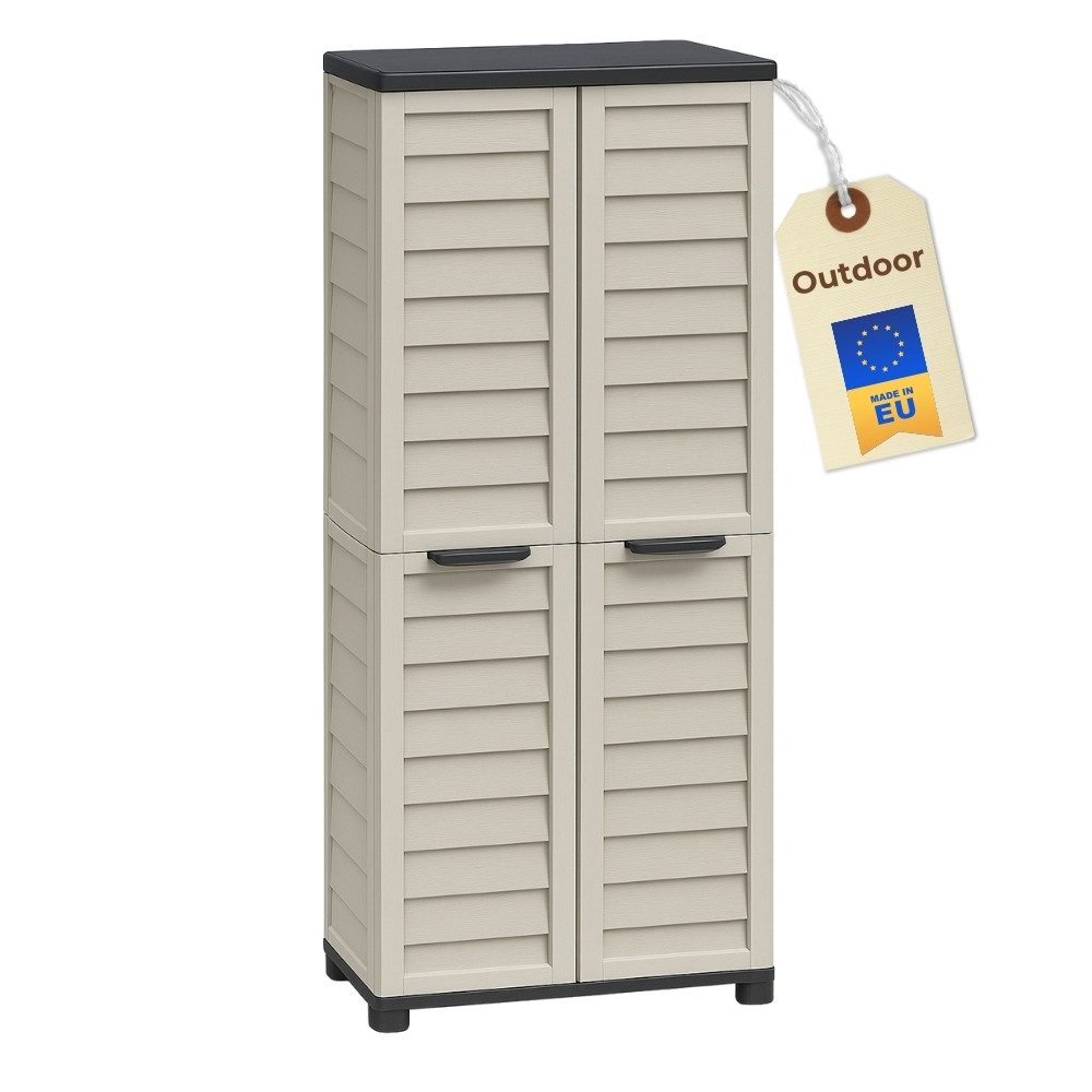 GarPet Garten-Geräteschrank Gartenschrank Wetterfest Outdoor Kunststoffschrank Balkonschrank