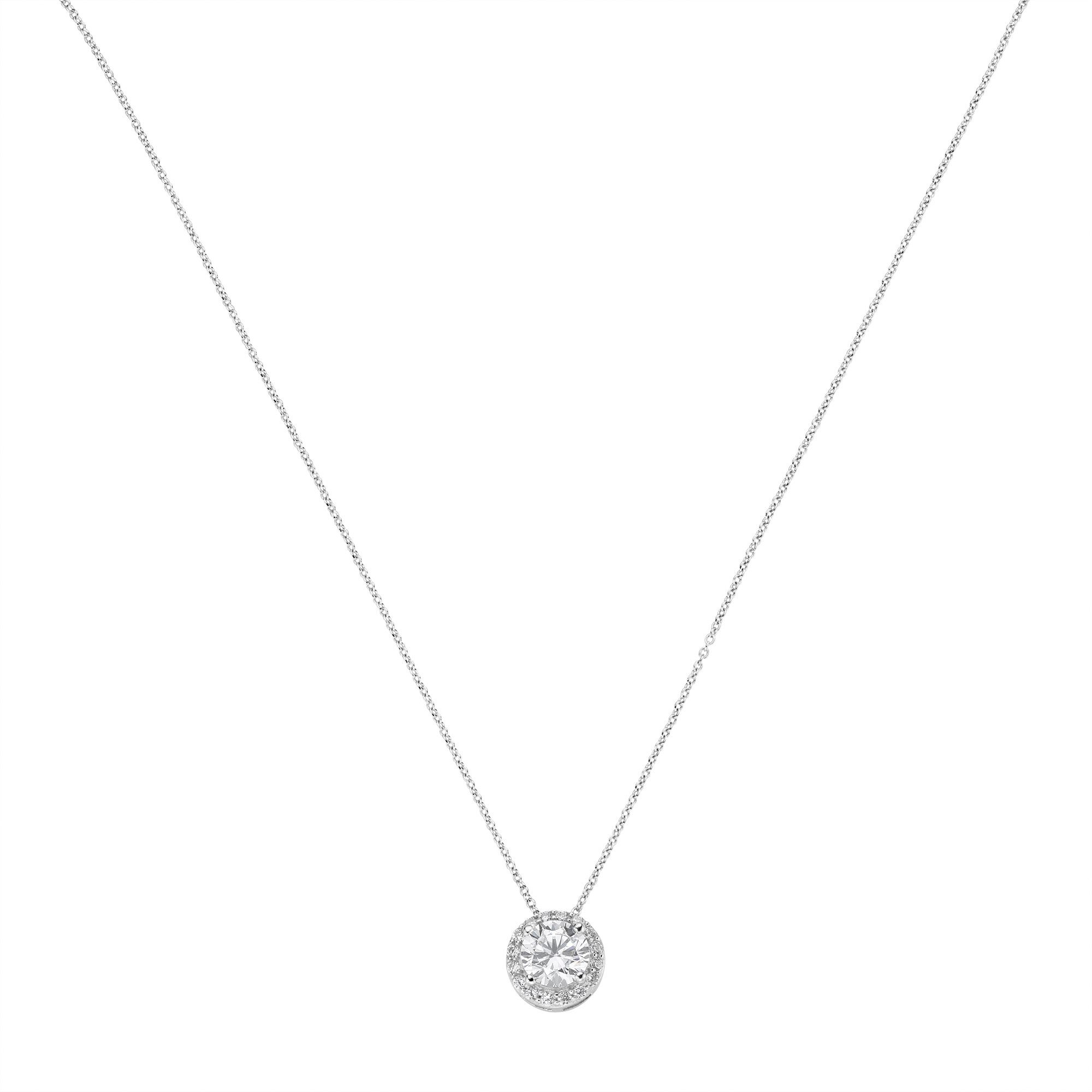 Goldkette mit rundem Anhänger mit Zirkonia, Gold 375