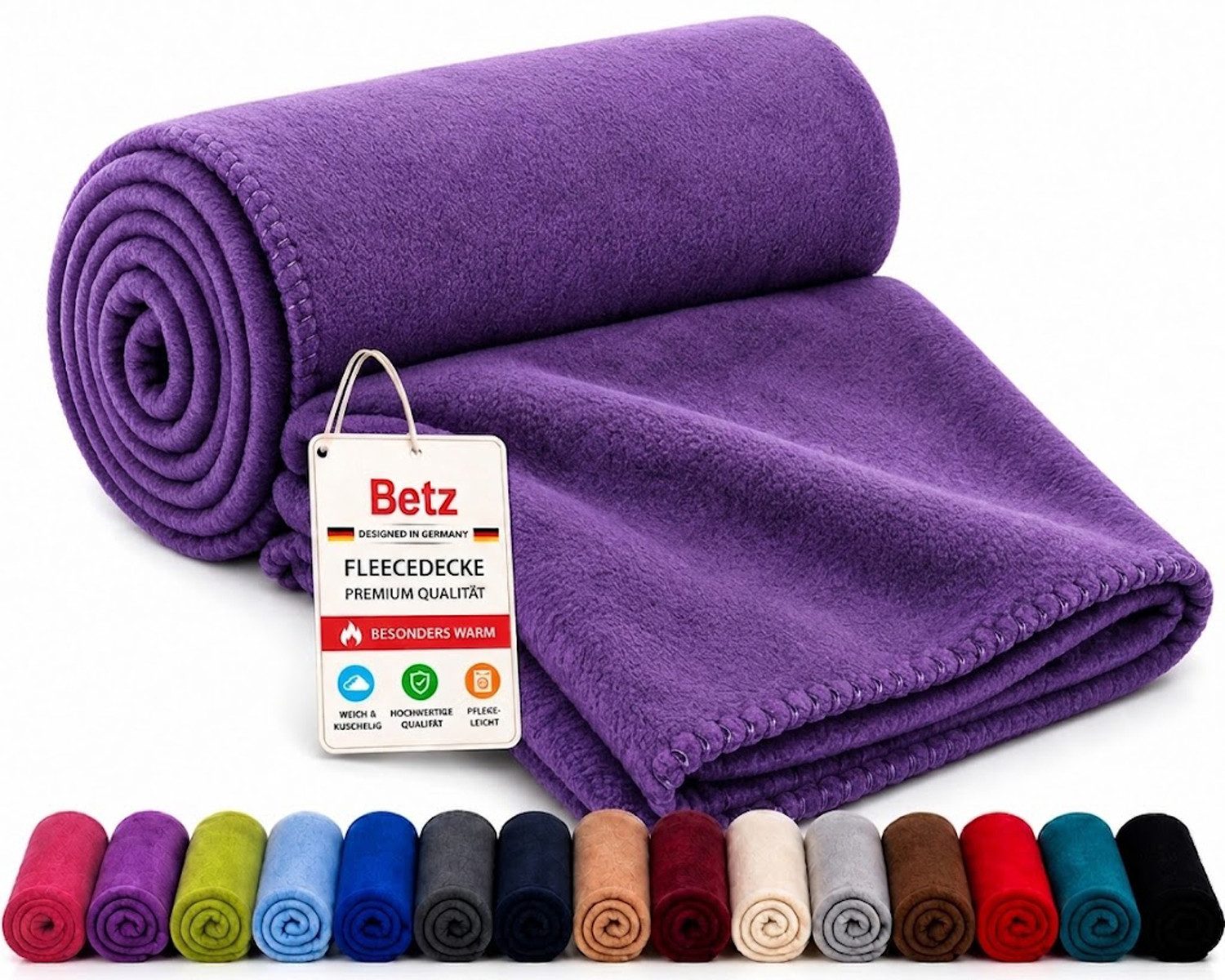 Wohndecke Betz Fleecedecke 130x170 cm 180g/m² – Weiche Wohndecke & Kuscheldecke, Betz, Leicht, wärmend & pflegeleicht