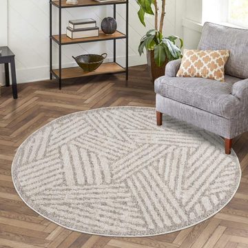 Teppich CLASICO 9161, Carpet City, rund, Höhe: 11 mm, Kurzflor Geometrisch, Boho-Stil, Wohnzimmer