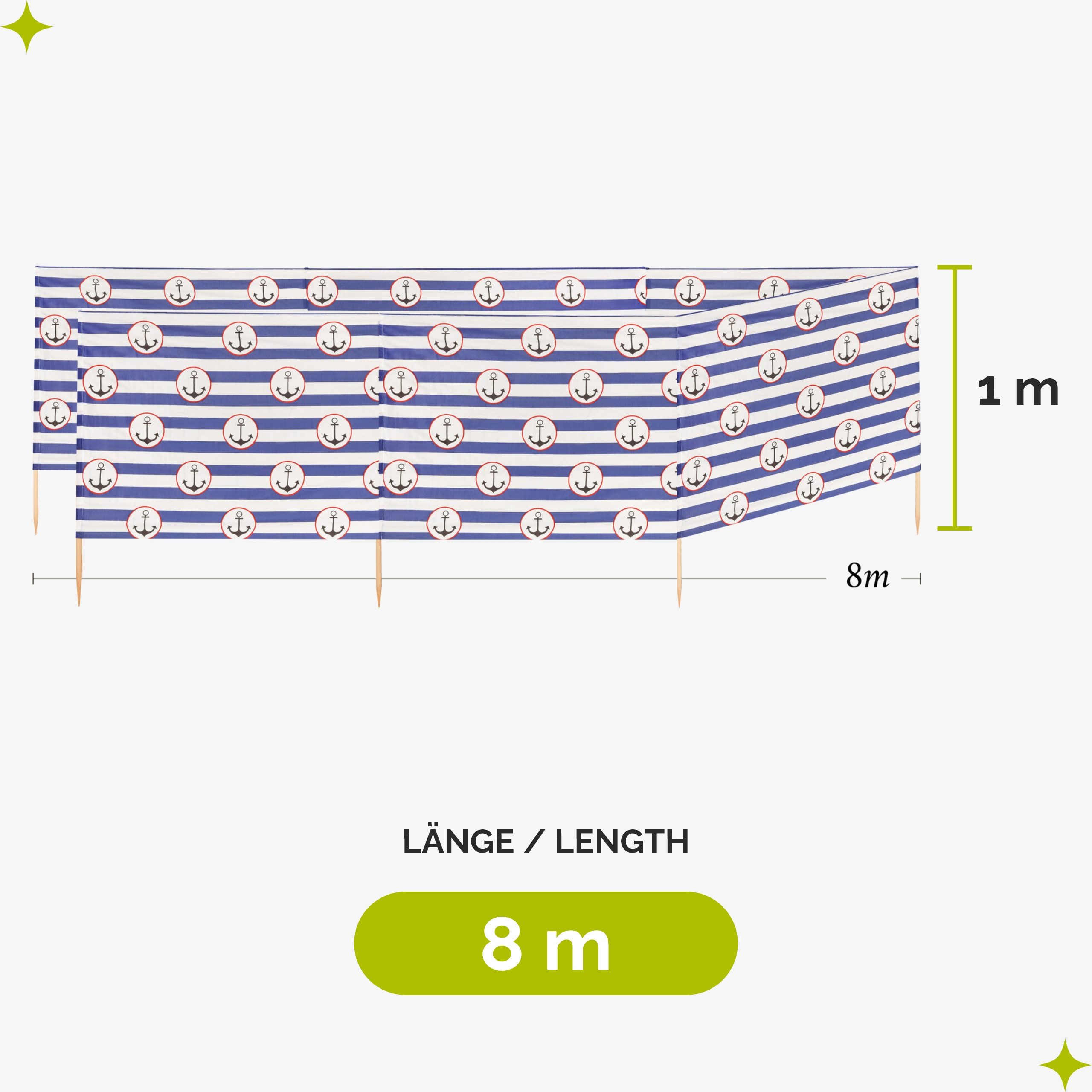 Garronda Windschutz Strand Sichtschutz 8m lang günstig online kaufen