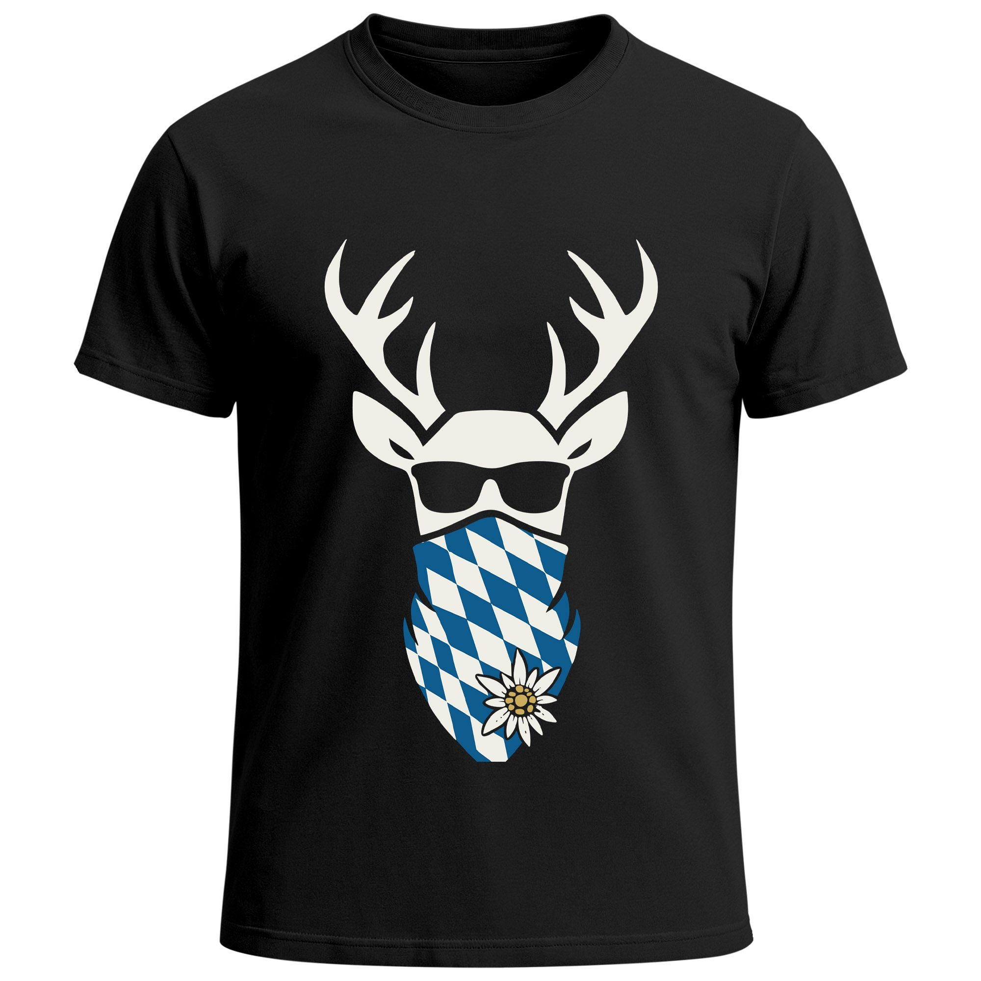MoonWorks Print-Shirt Herren T-Shirt für das Oktoberfest Bayern Hirsch mit Sonnenbrille mit Print