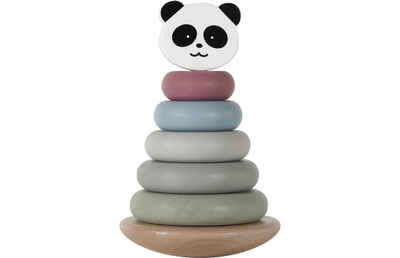 KINDSGUT Stapelspielzeug Stapelturm, Motorik-Spielzeug für Klein-Kinder aus Holz, schönes Geschenk zum 1. Geburtstag, dezente Farben und schlichtes Design, hochwertige Qualität, Panda