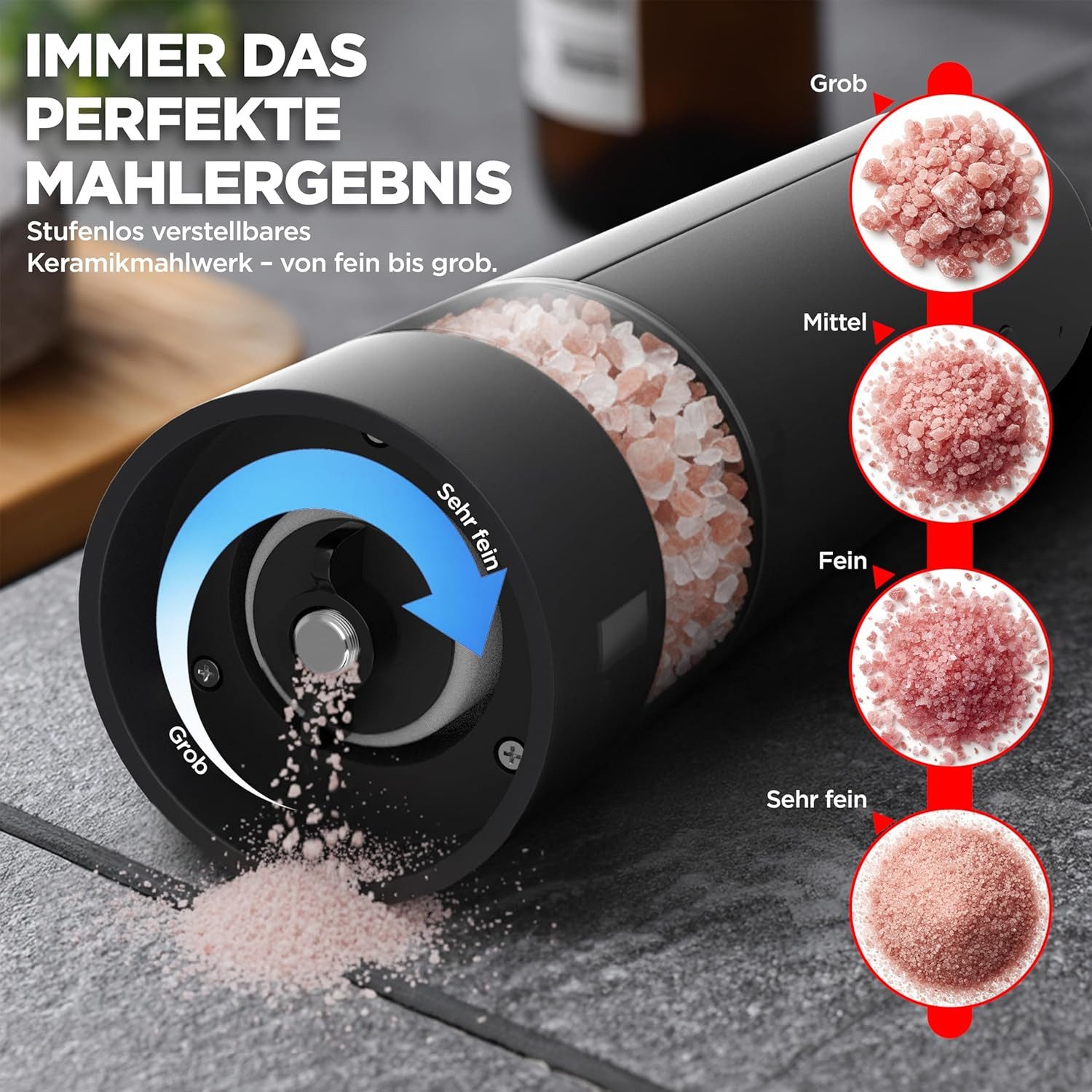 LUNARIA Salz-/Pfeffermühle Digitale Küchenwaage 15 kg – Präzise Lebensmittelwaage LCD Akku – Bild 5 von 5