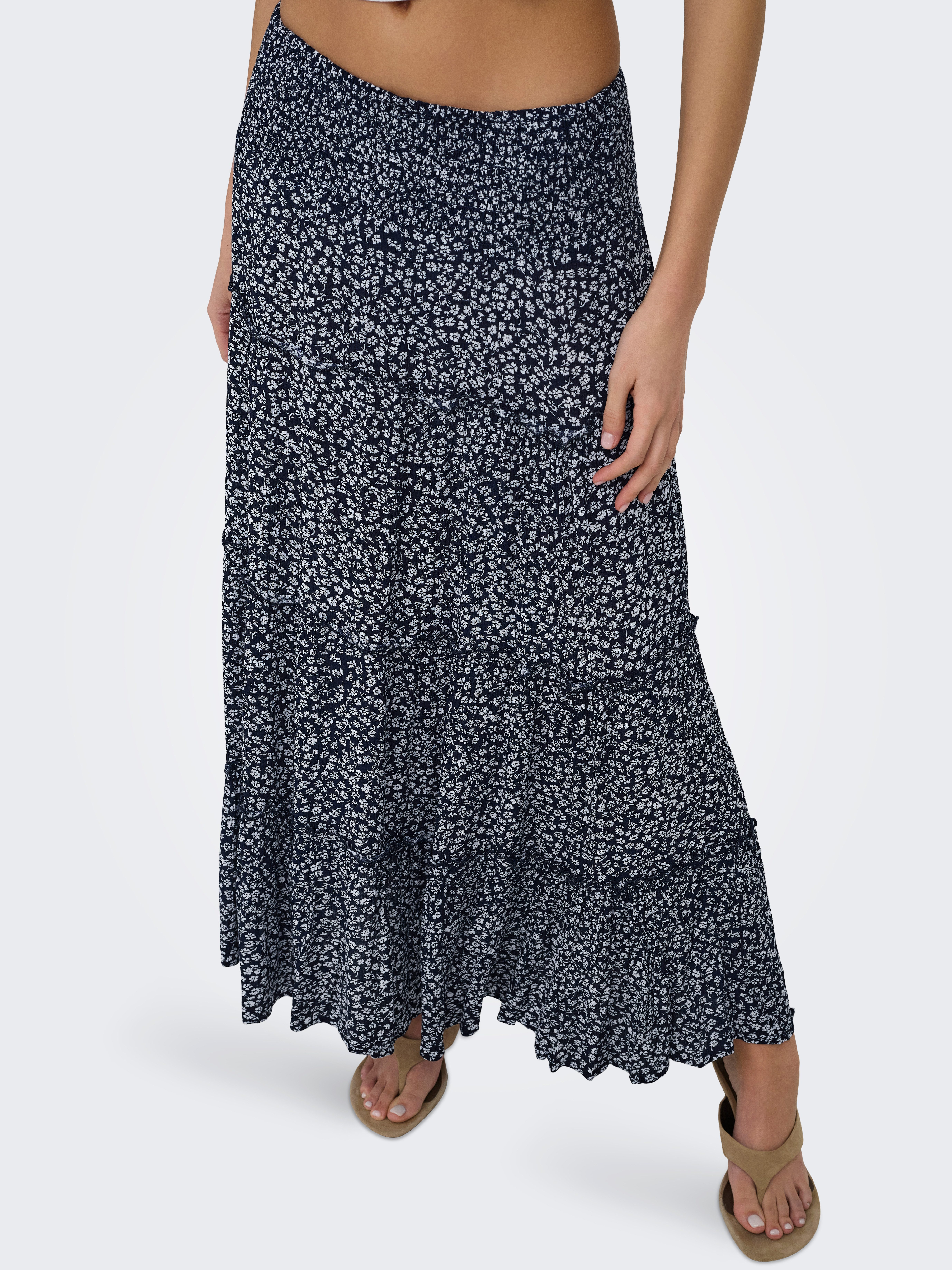 ONLY Maxirock ONLFERNANDA LIFE LAYRED LONG SKIRT NOOS Viskose, gesmoktes Bündchen