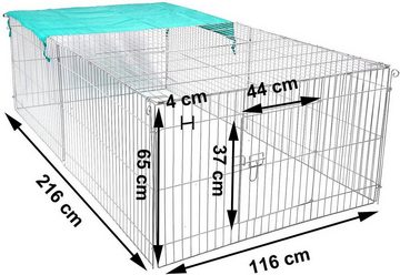 EUGAD Freigehege, mit Sonnenschutz für Kleintiere 216x65x116 cm