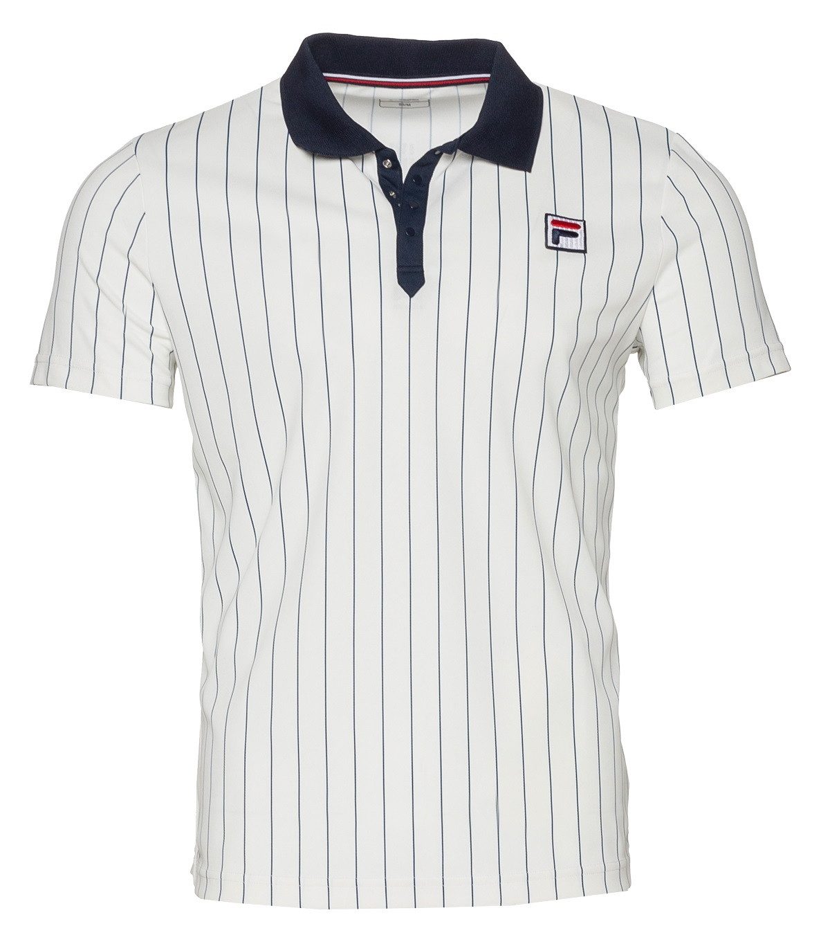 Fila Poloshirt Stripes Björn Retro-Look (100% Polyester) weiss/navyblau Her günstig online kaufen