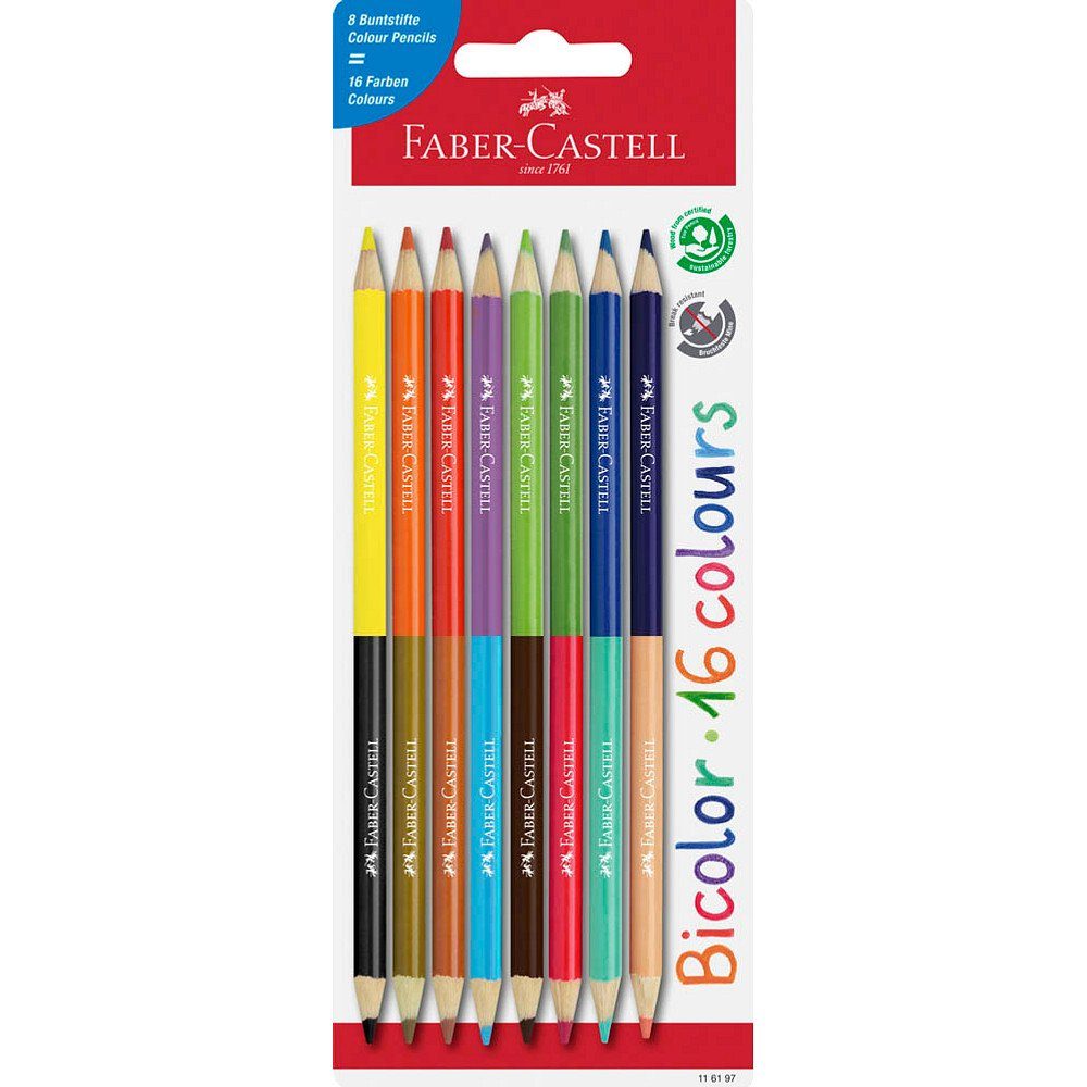 Faber-Castell Buntstift 8 Buntstifte je 2 Farben BICOLOR farbsortiert