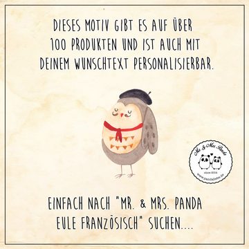 Mr. & Mrs. Panda Tragetasche Eule Frankreich - Transparent - Geschenk, Beuteltasche, hibou, béret, (1-tlg), Lange Tragegriffe