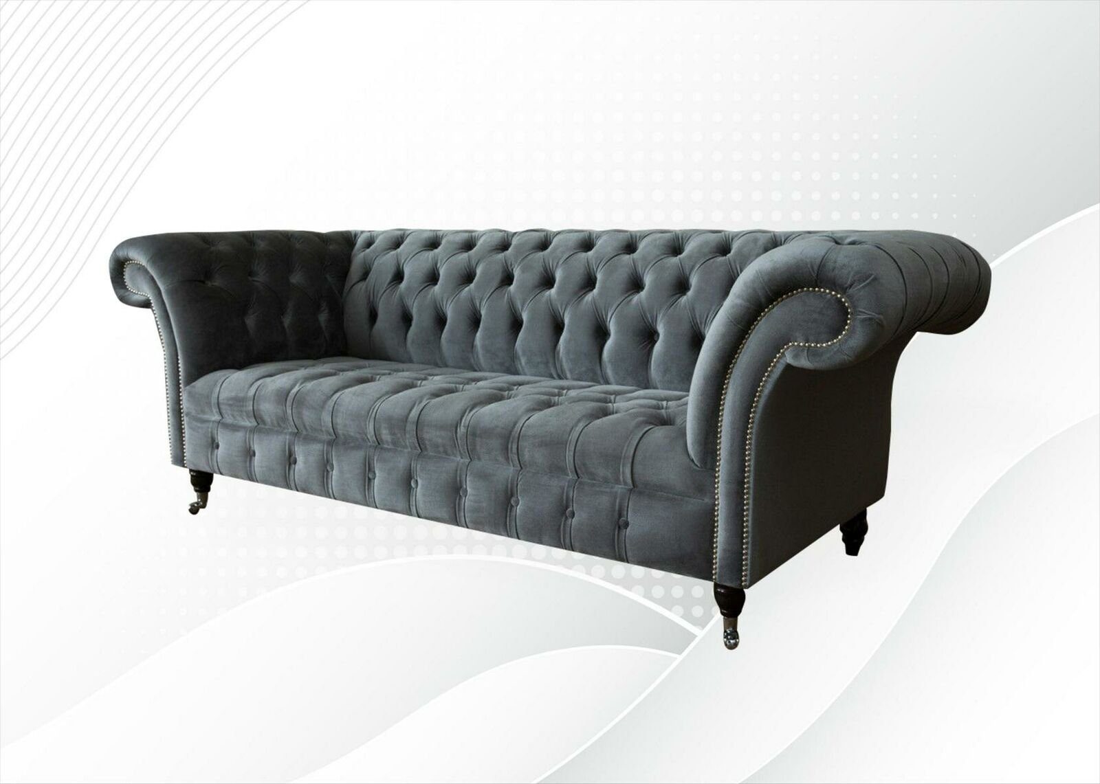 Möbel Dreisitzer Sofa Grau Kreative JVmoebel Modern Neu Chesterfield Chesterfield-Sofa, Wohnzimmer Design