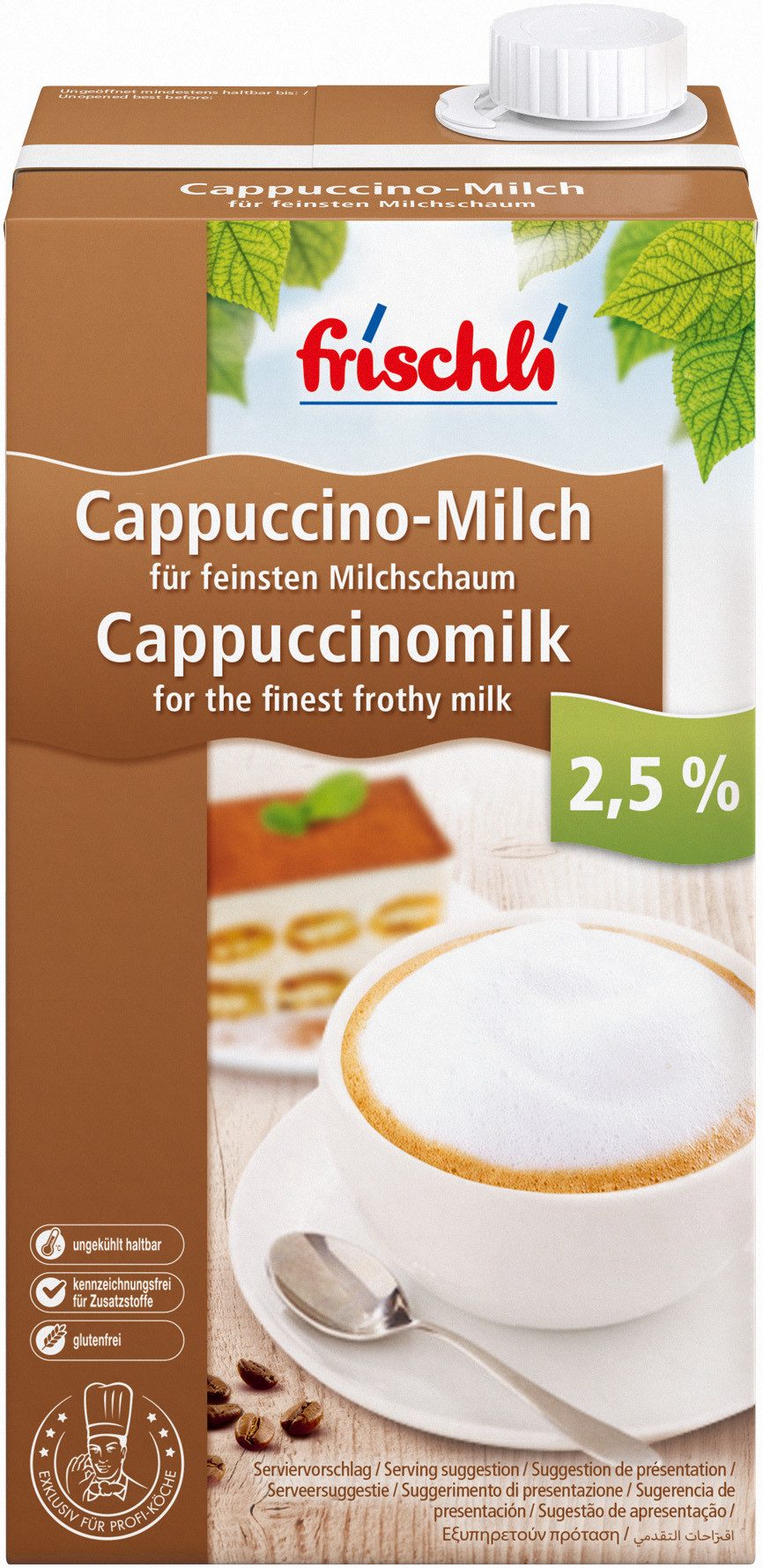 frischli Milch, Frischli Cappuccino Milch 2,5% eine gute Kaffeespezialität 1000ml