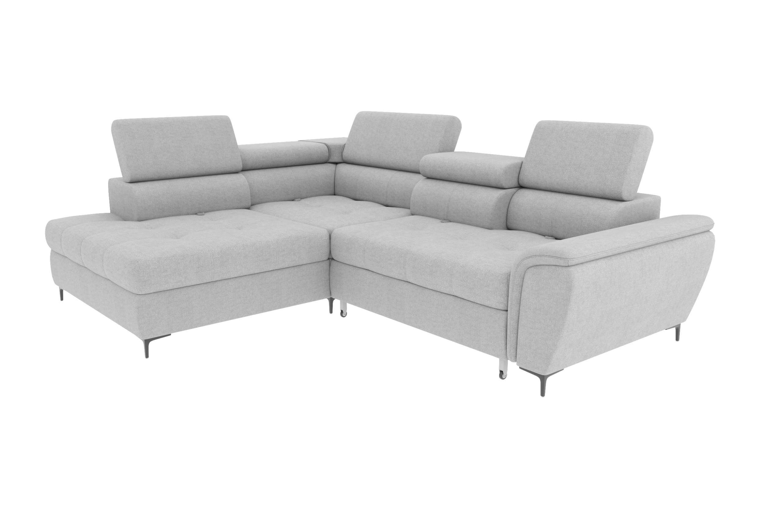 Stylefy Ecksofa Xander, L-Form, Bettfunktion Sitztiefenverstellung Rückenlehnen- bestellbar, Eckcouch, wahlweise und rechts links und Bettkasten, mit Kopfteil-, Dunkellila oder mane inklusive