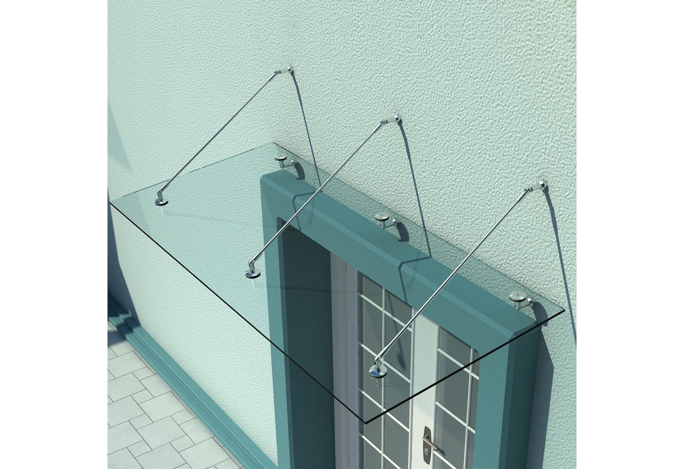 Thumbnail - HOMCOM Pultvordach Vordach Glasvordach Türvordach (Gehärtetem Glas, 1 St., Edelstahl Klarglas), 200 x 90 cm