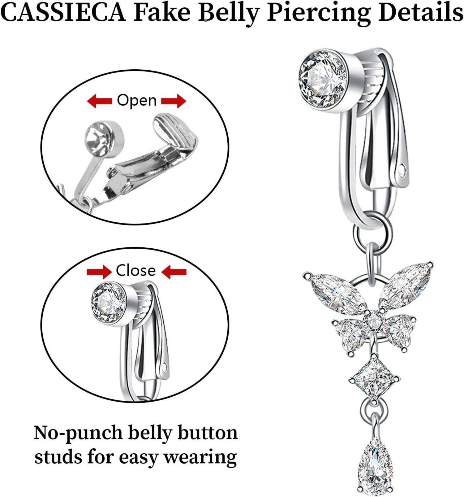 Moosono Bauchnabelpiercing Fake Bauchnabelpiercing mit Kristallkugel günstig online kaufen