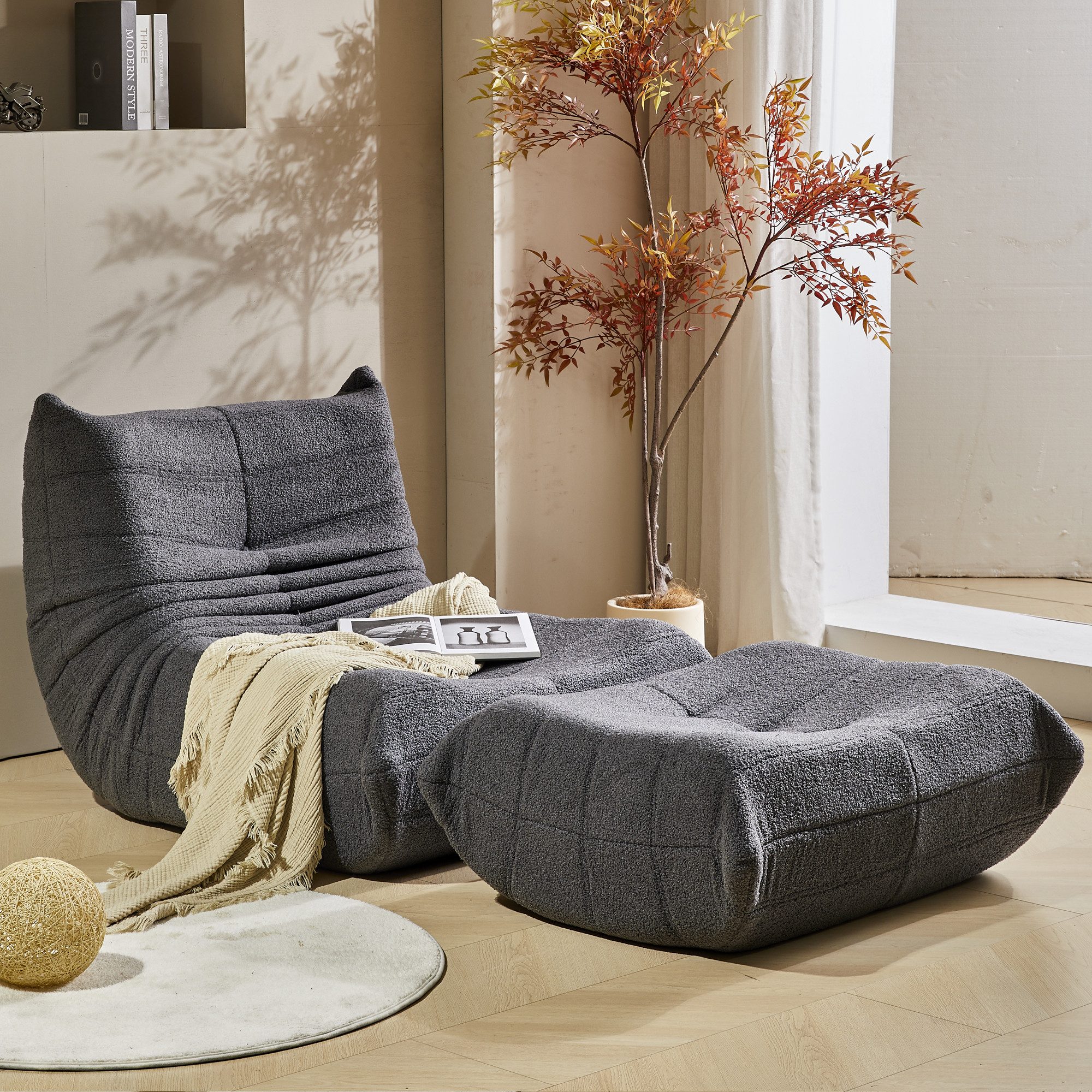 HAUSS SPOLE Sitzsack Sitzsack Lazy Sofa mit Fußhocker für Wohnzimmer Teddys günstig online kaufen
