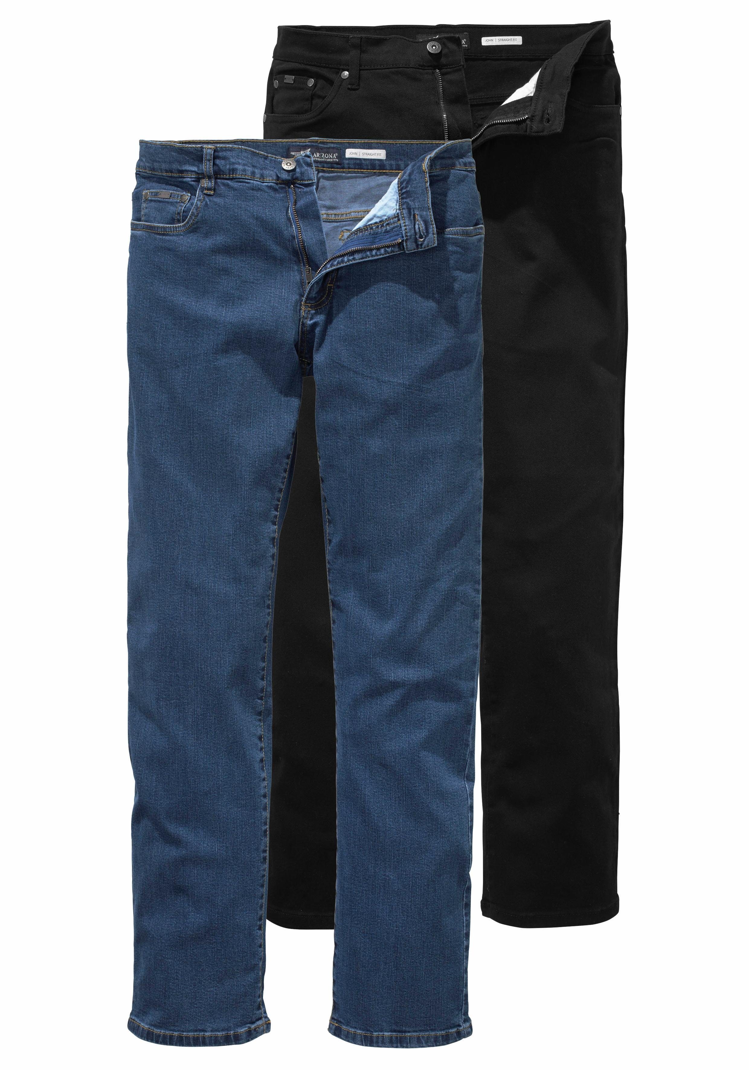 Arizona Stretch-Jeans John (Packung, 2-tlg) Straight Fit black und blue stone