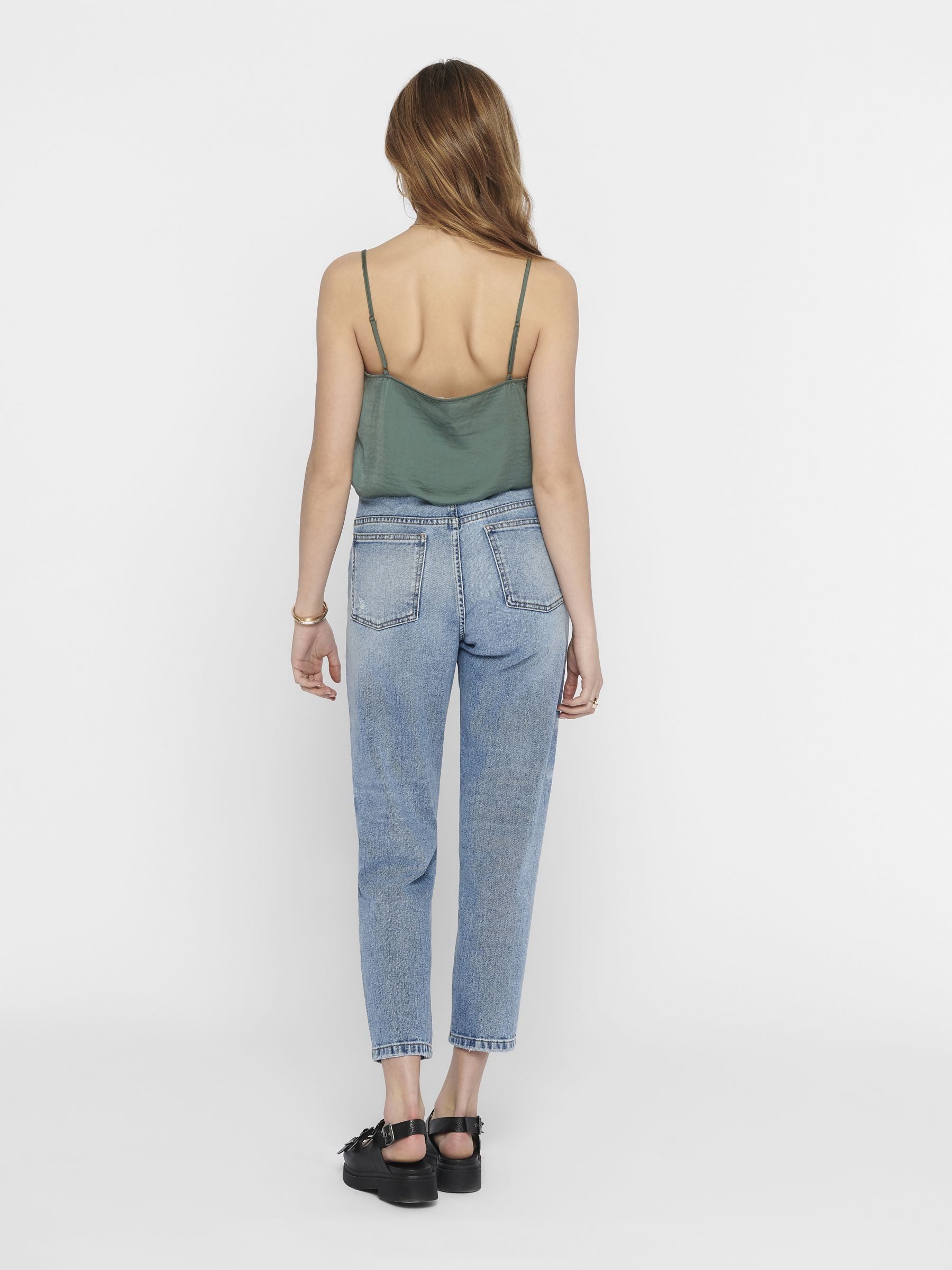 ONLY Spaghettitop ONLDEBBIE SINGLET NOOS WVN Kunstfaser, regular fit, Rundhals