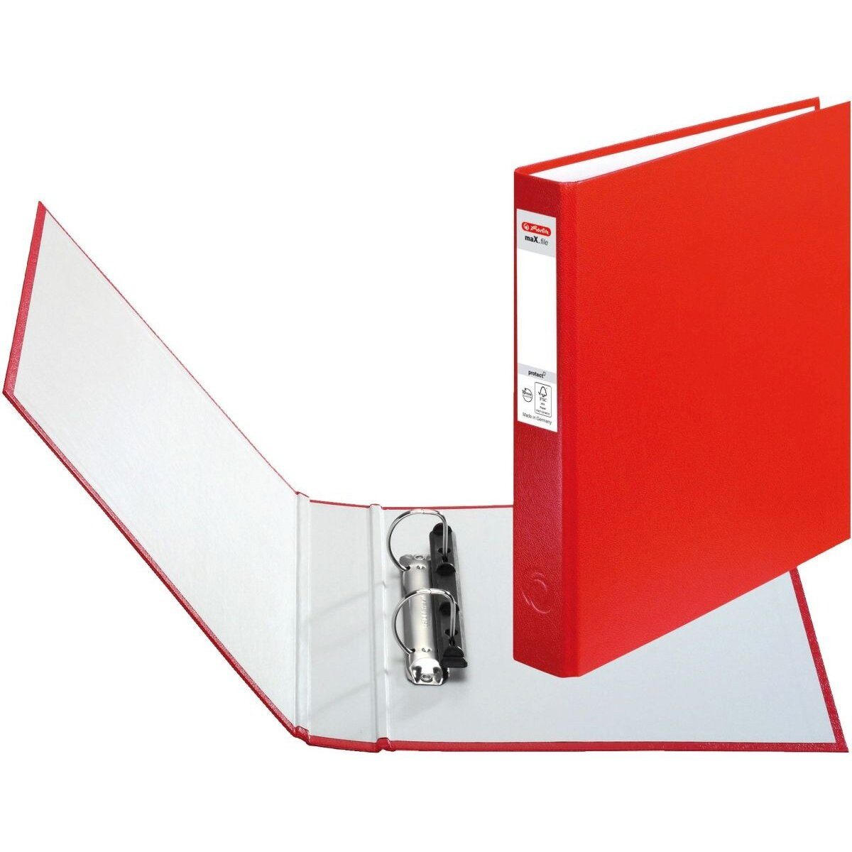 Herlitz Präsentationsordner Ringbuch protect 2 Ringe 25mm A5 rot maX.file