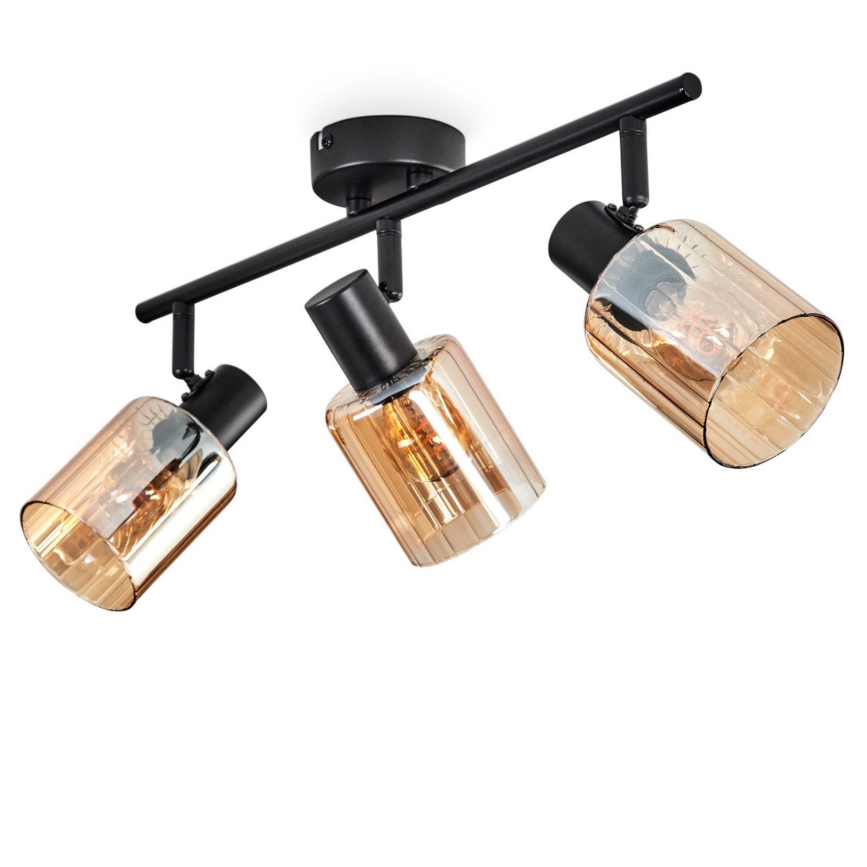 hofstein Deckenleuchte Deckenlampe aus Metall/Glas in Schwarz, ohne Leuchtm günstig online kaufen