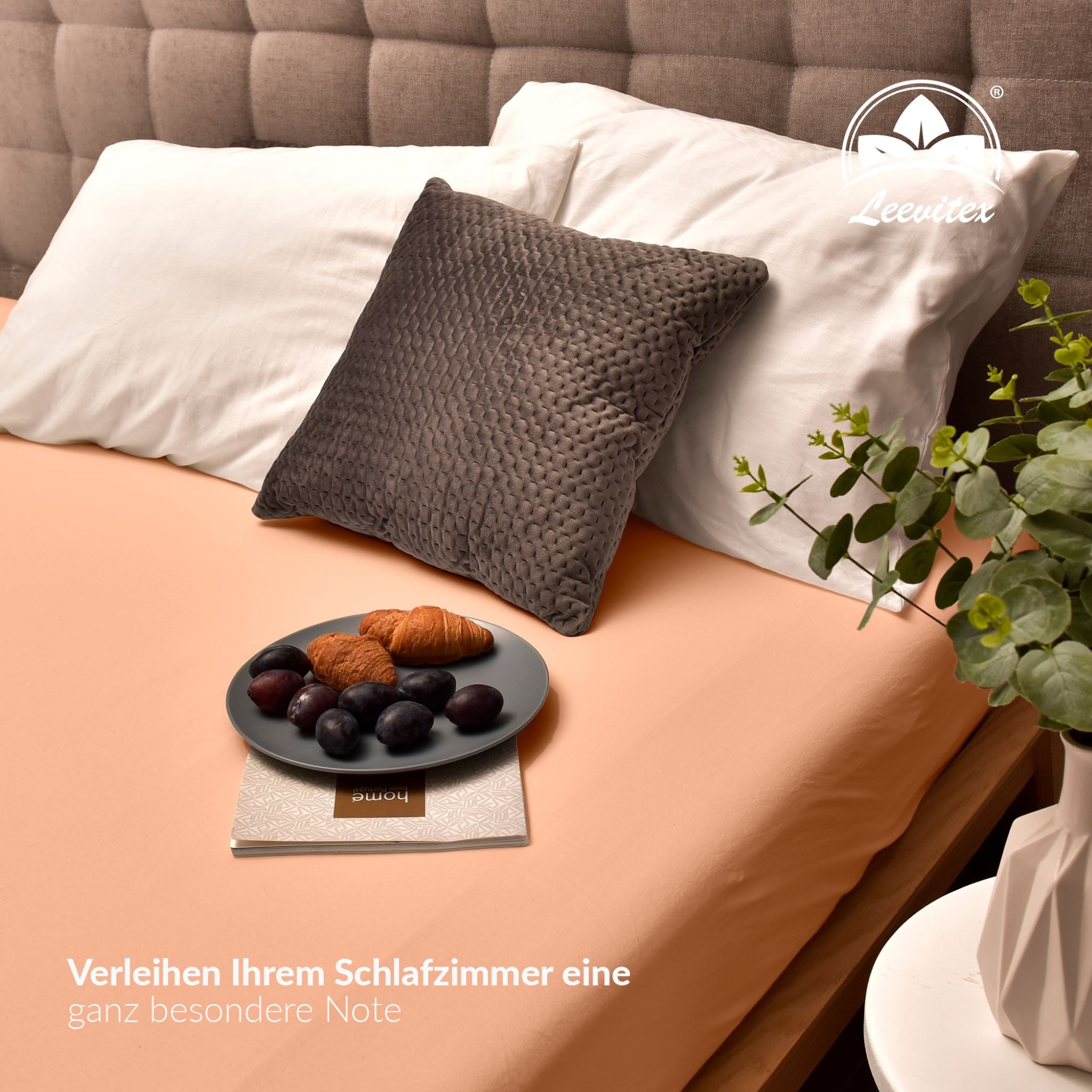 leevitex® Spannbettlaken verschiedene Größen, Stoffgewicht 170 g/m², 40 cm Steghöhe, Jersey, Gummizug: rundum, (1 Stück), verschiedene Farben, OEKO-TEX® STANDAR – Bild 5 von 5