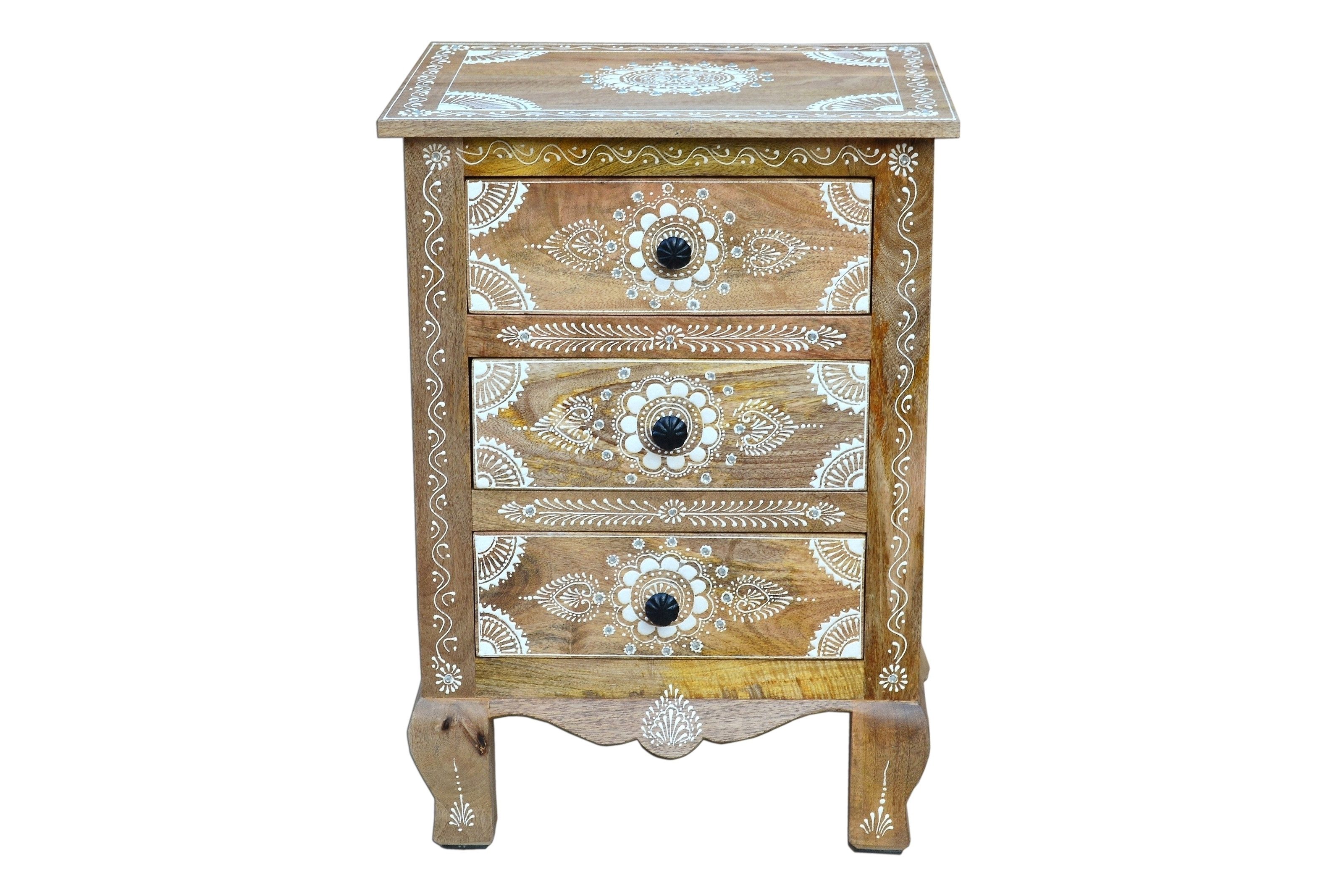 freiraum Nachtkommode Sharma, in Braun, Mangoholz - 50x70x40cm (BxHxT)