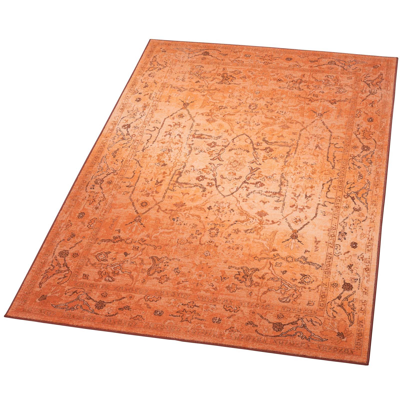 TaraCarpet Teppich Kurzflorteppich TaraCarpet Rainbow Oriental moderner Orientteppich, rechteckig, Höhe: 14 mm, Orientalisches Design in orange auch für das Jugendzimmer