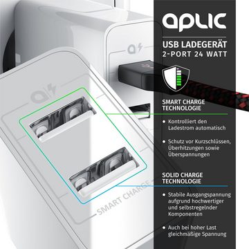 Aplic USB-Ladegerät (4800 mA, 2 Port Nezteil mit Smart Charge + Solid Charge, Leistungsstarke 24W)