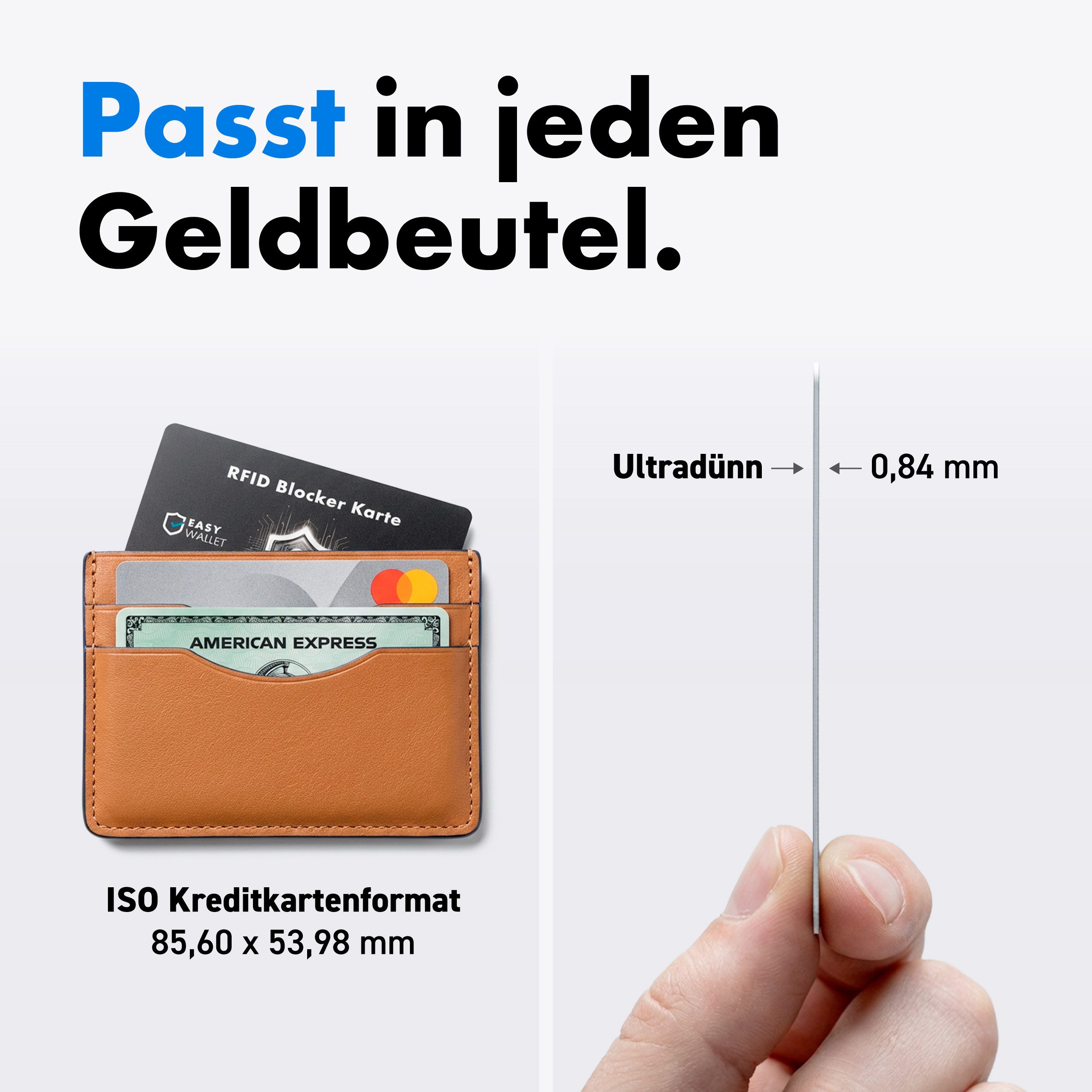 EasyWallet Kartenetui DEKRA-geprüfte NFC/RFID Blocker Karte (2-tlg), E-Field-Störsender-Technologie Kartenschutz, Extra dünn (0,84 mm) – Bild 4 von 5