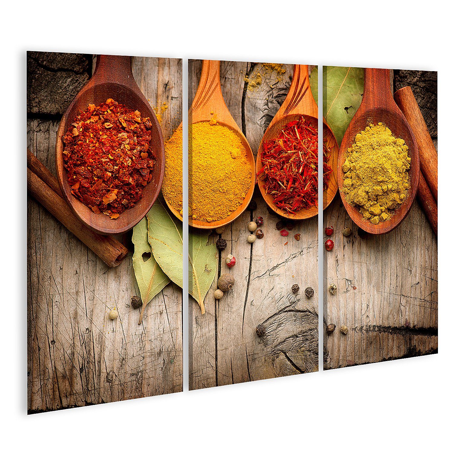 islandburner Leinwandbild »Bild auf Leinwand Gewürze Und Kräuter Curry ...