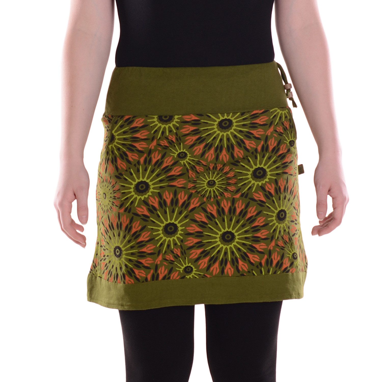 Minirock Damen Mini-Rock Baumwolle Mandala-Muster elastischer Bund