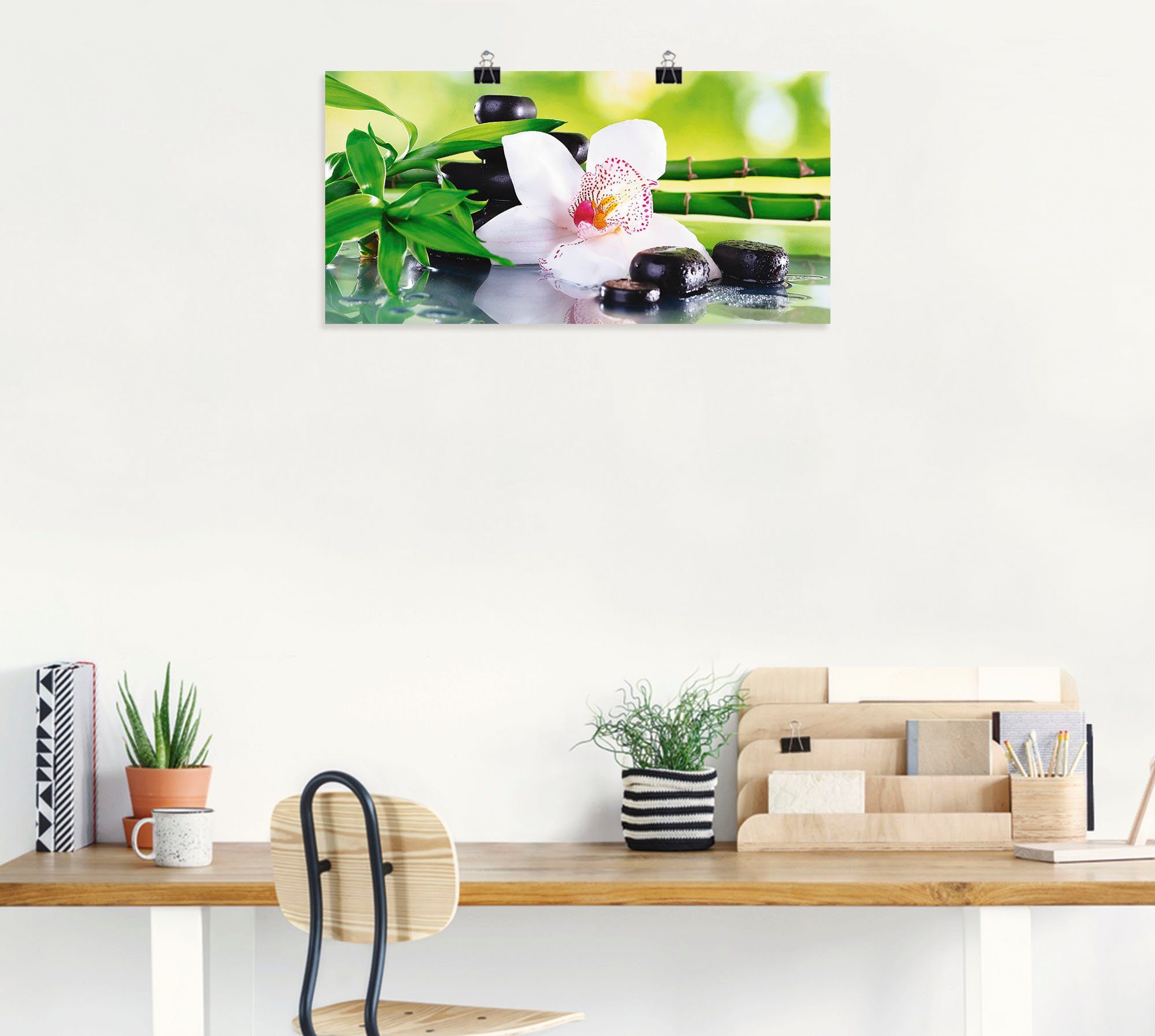Artland Wandbild Spa Steine Bambus Zweige Orchidee, Zen (1 St), als Alubild, Leinwandbild, Poster in verschied. Größen