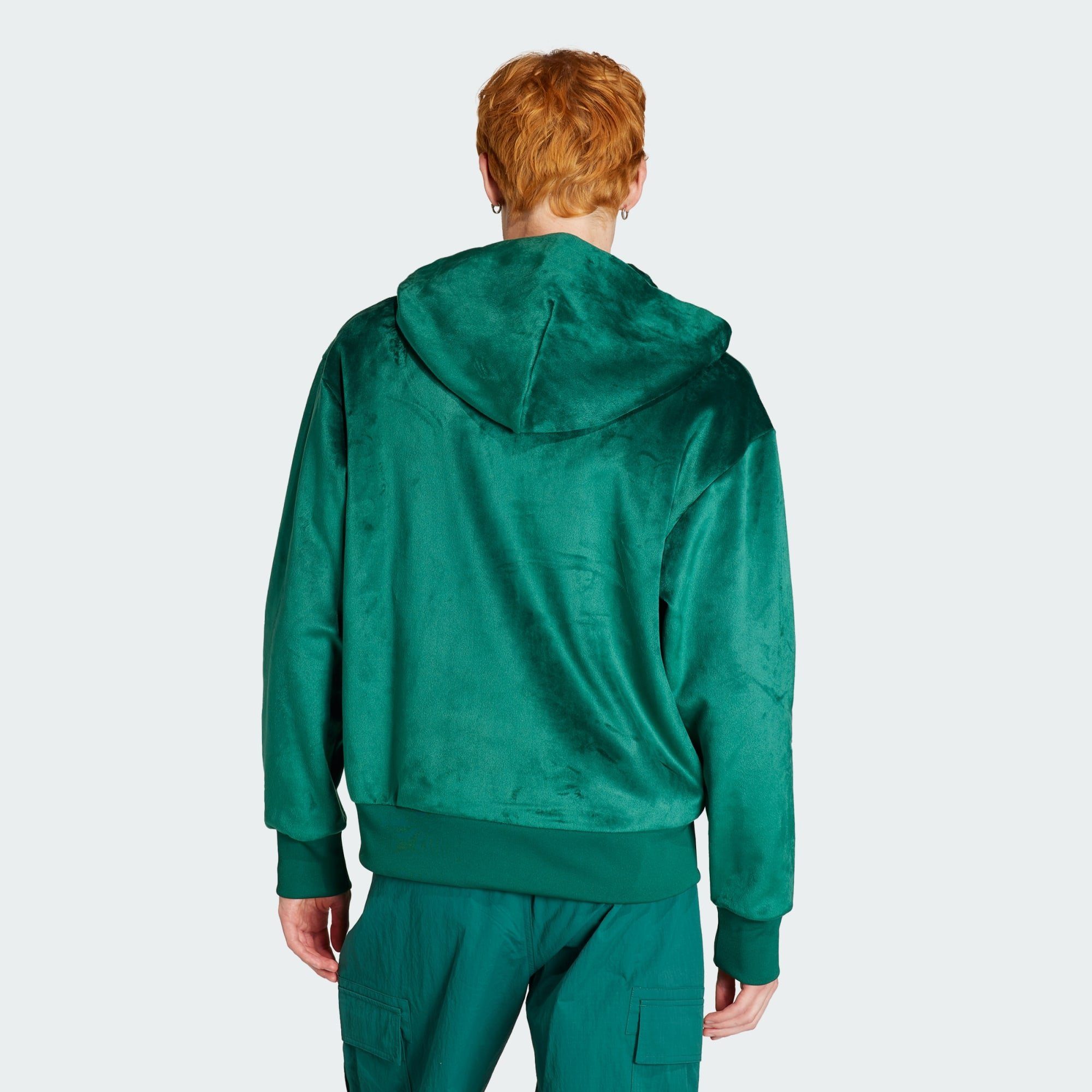 adidas Originals Hoodie FULL VELOUR ZIP Collegiate ESSENTIALS+ PREMIUM KAPUZENJACKE Green