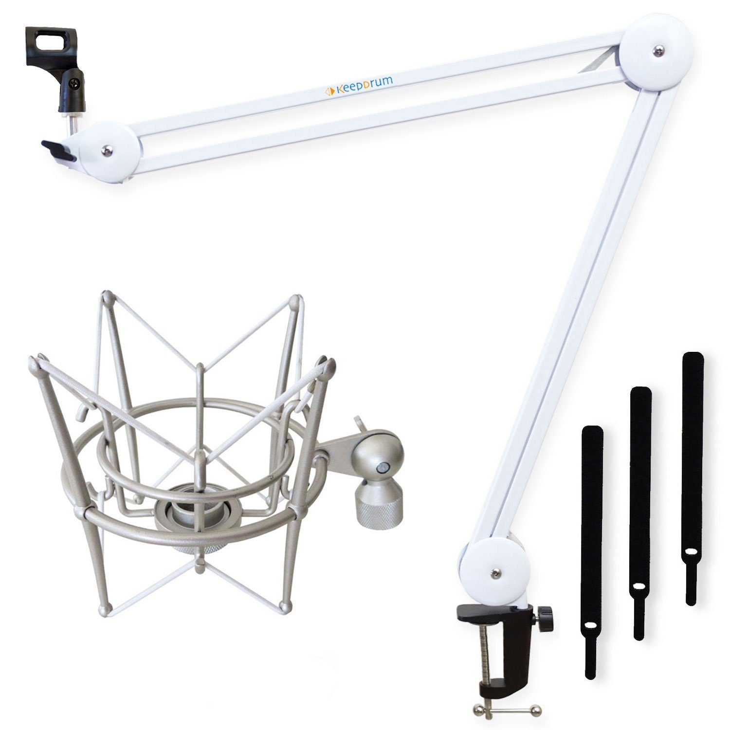 Mikrofonständer keepdrum MS138 Gelenkarm Weiss mit Spinne MS089
