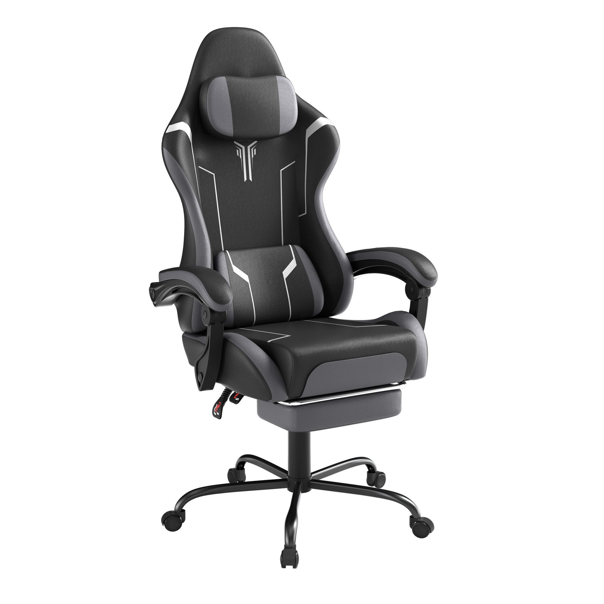 FIVMEN Gaming-Stuhl Racing Ergonomischer Computer-Bürostuhl mit Massage-Lendenkissen, Ausziehbarer Fußstütze Lordosenstütze Kopfstütze, höhenverstellbarer