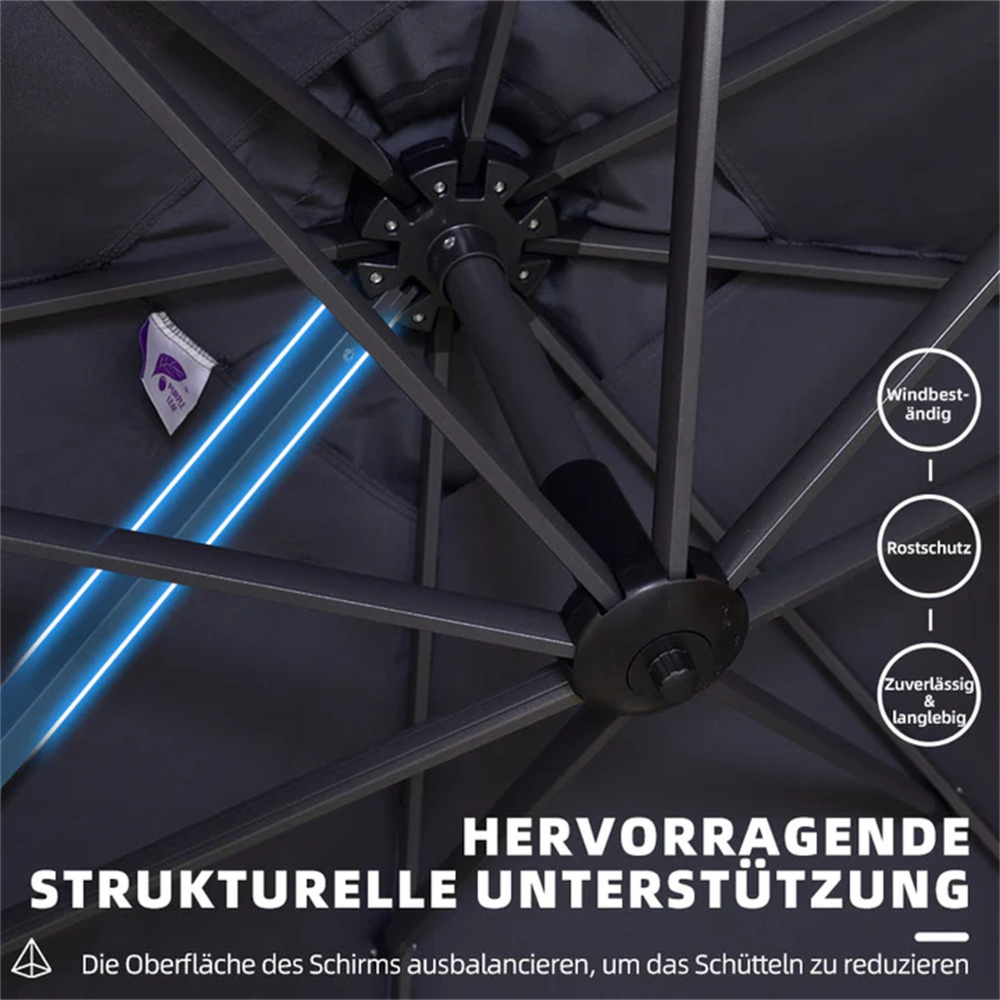 PURPLE LEAF Ampelschirm Quadratischer Alu Außenbereich günstig online kaufen