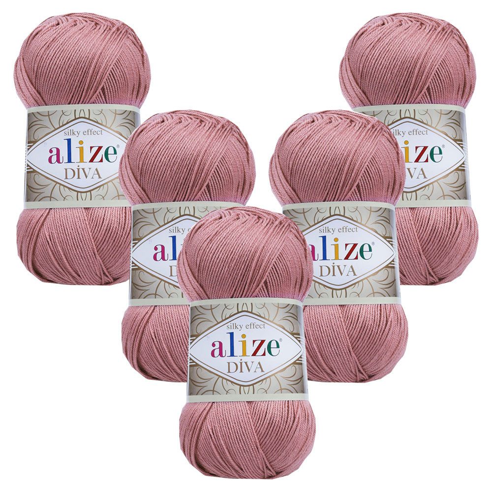 Alize 5 x ALIZE Diva Häkelwolle, 350 m, Spitze,Acrylgarn,Seideneffekt,Häkelkunst