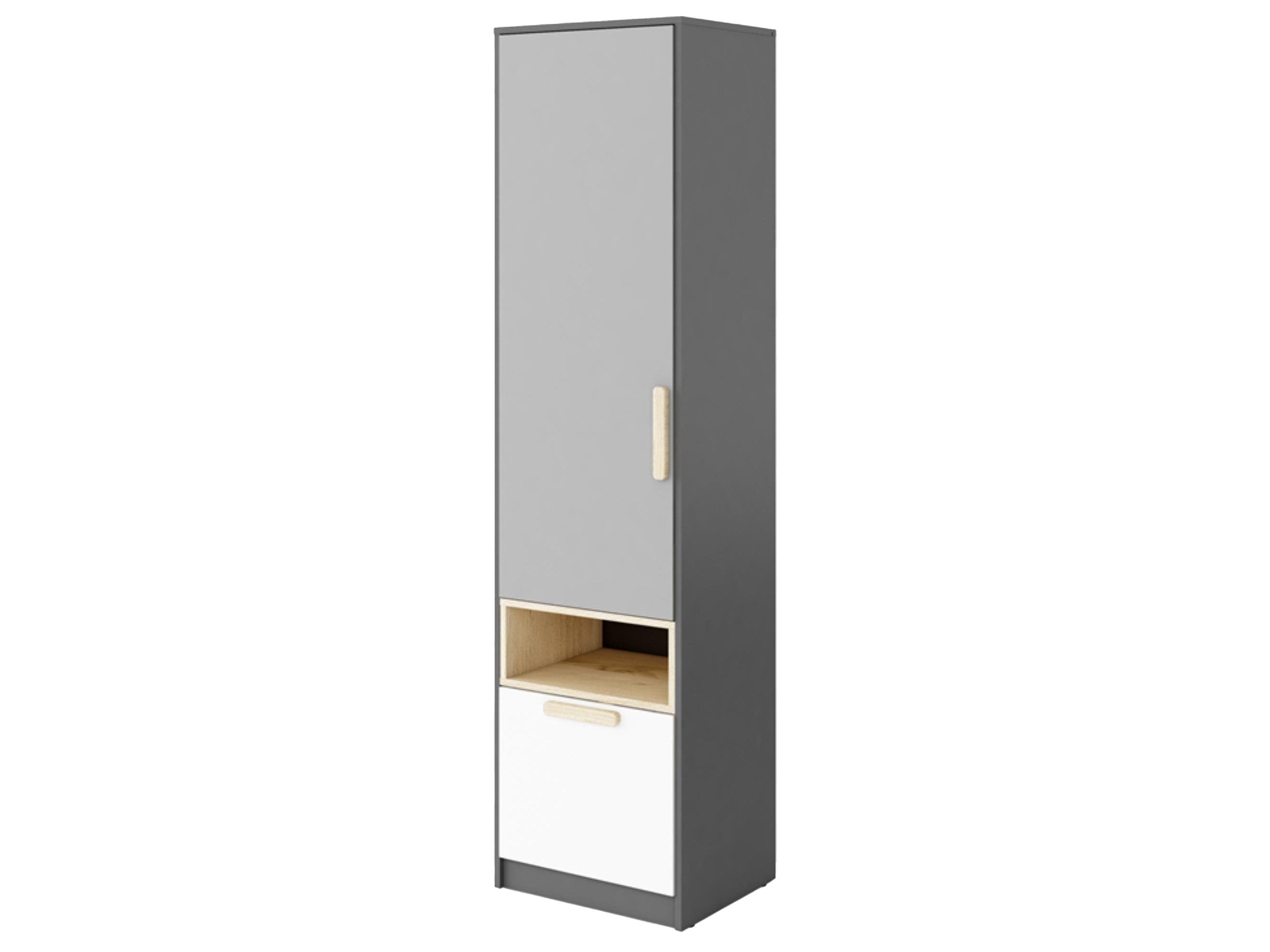 Beautysofa Hochschrank Pok (praktische Schrank für Jugendzimmer) Bücherregal mit Schublade, 50x193x40 cm (BxHxL) Hochschrank