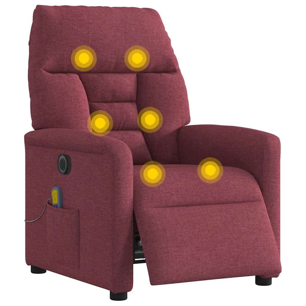 vidaXL Sessel Massagesessel Elektrisch Weinrot Stoff (1-St)
