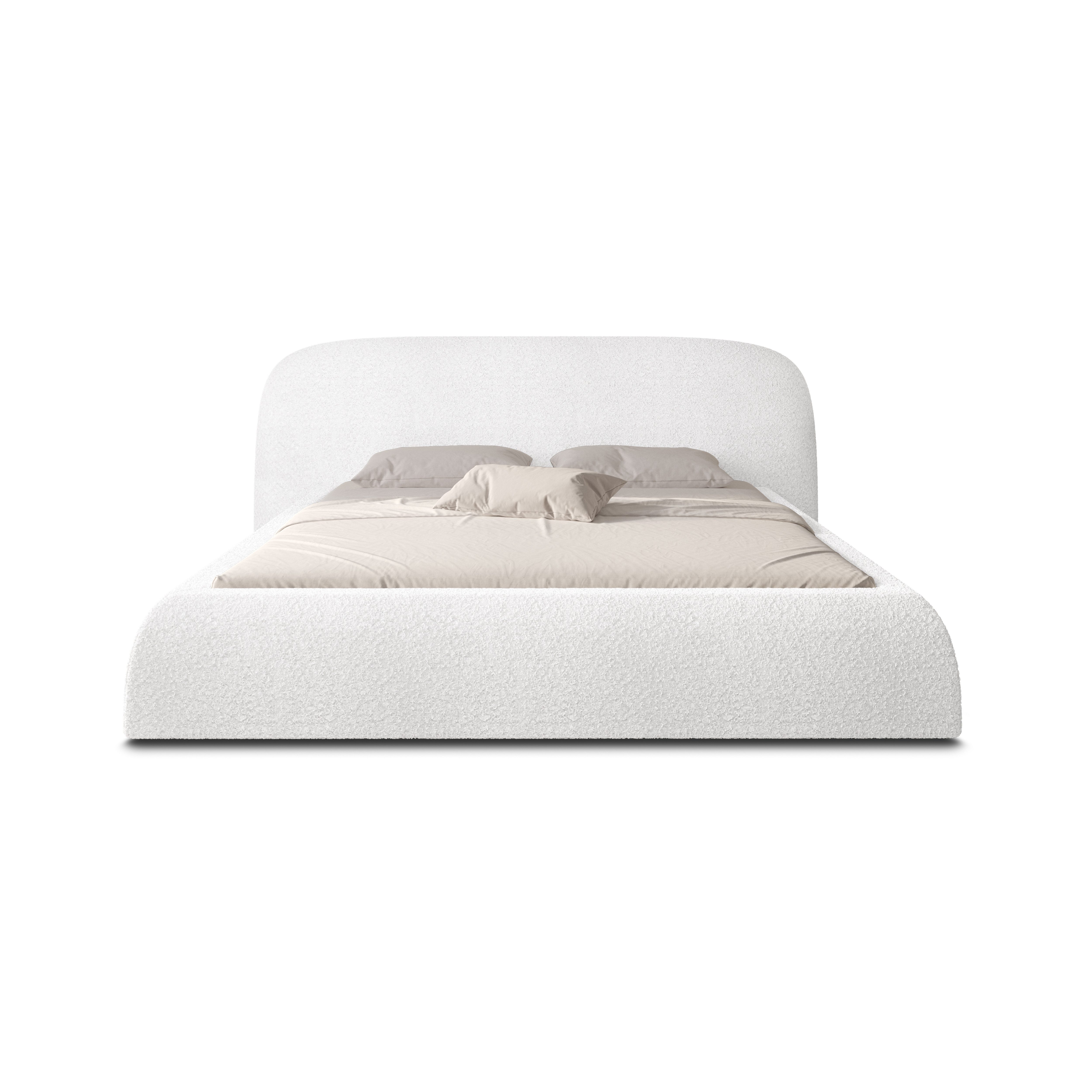 yourhouse24 Polsterbett Bett Atlanta Bouclé mit Stauraum (Lattenrost und Bettkasten inklusive), Hausbett, inkl. Bettkasten, in 3 Farben