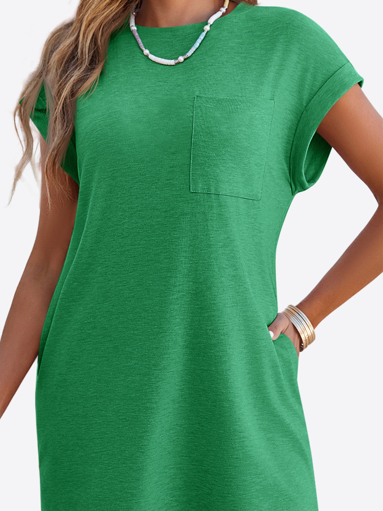 Imily Bela Minikleid Damen Sommerliches T-Shirt Kleid mit Taschen (Packung, 1-tlg., 1per-Pack) einfarbig – Bild 5 von 5