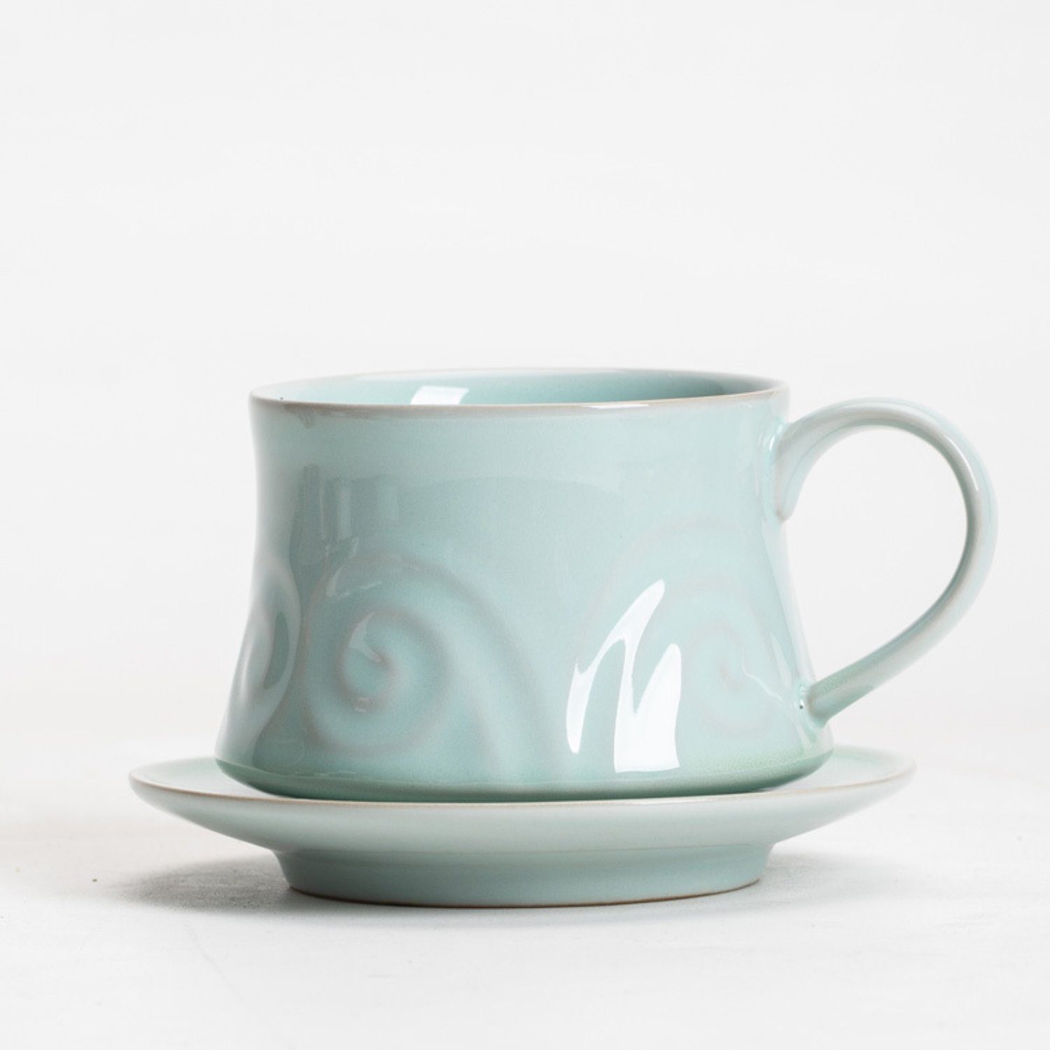 HOMEIDEAS Tasse, Keramik, Kaffeetasse aus Porzellan, Tasse Steingut, Vintage Hellgrün