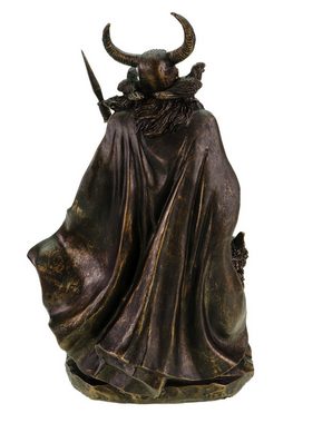 Kremers Schatzkiste Dekofigur Gott Odin mit seinen Raben Wölfen - 36 cm - BLACK EDITION -