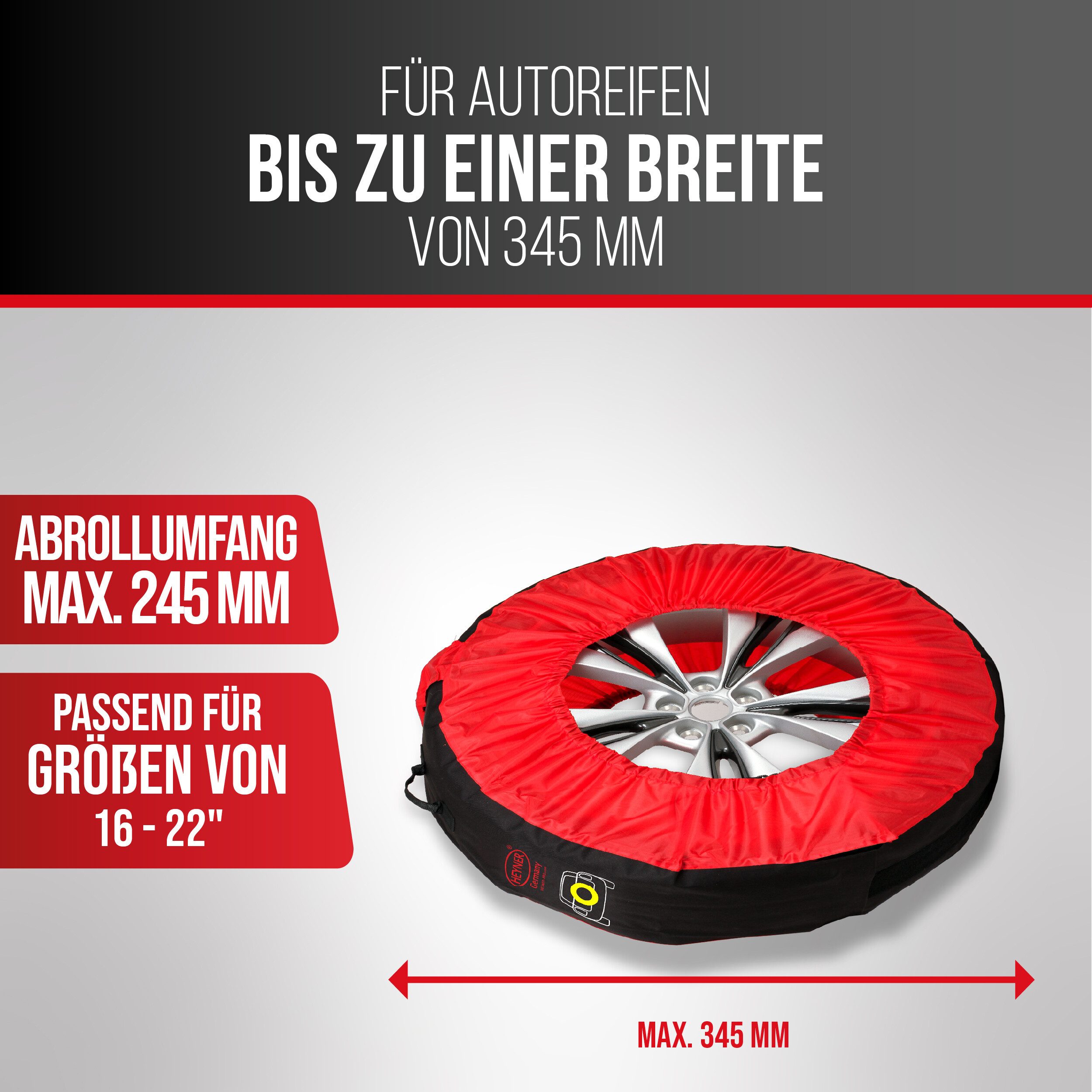 HEYNER Tire Bag SUV XL for 16-22 inch tires, protector with carrying handle & bag (1-piece)