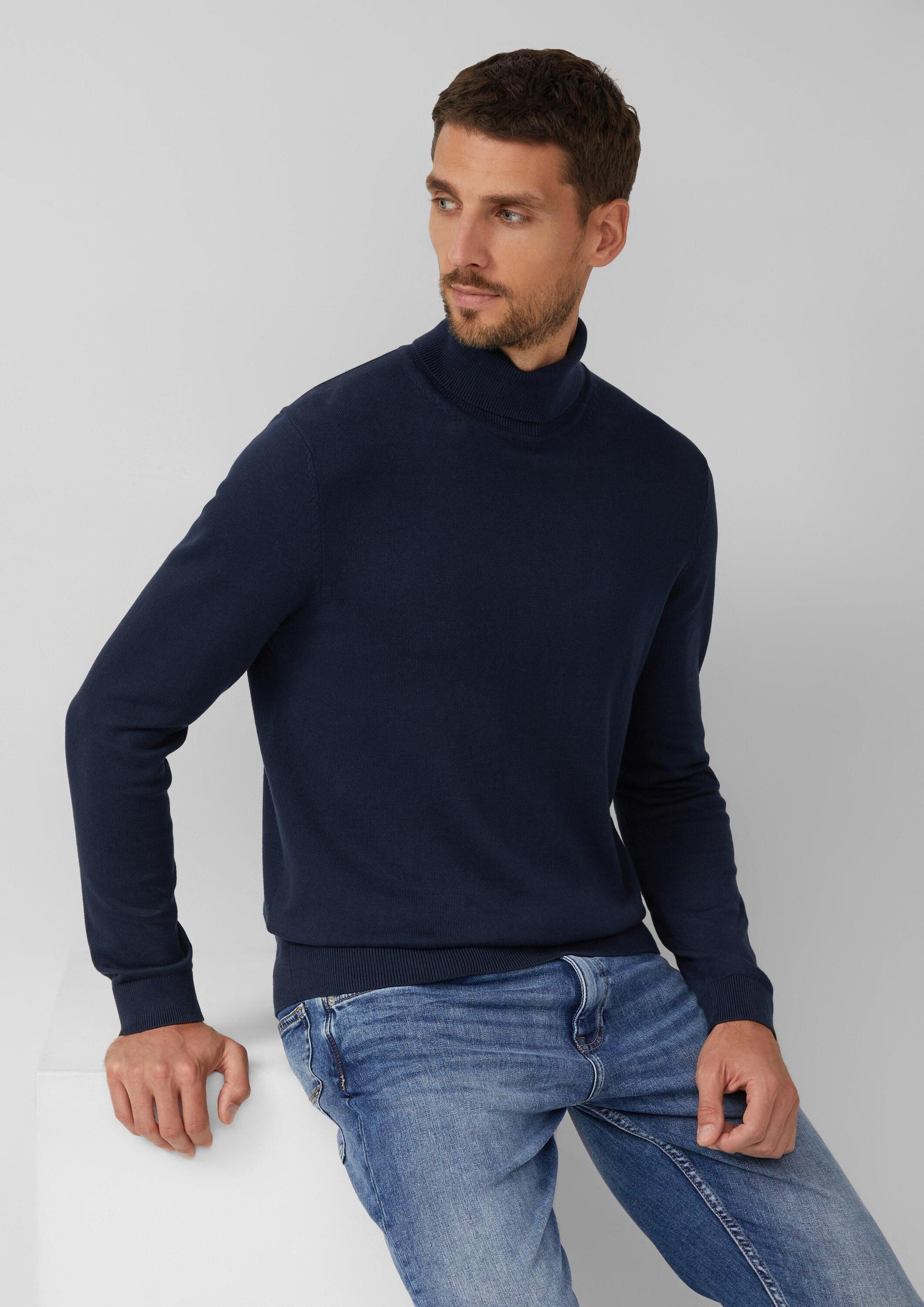 s.Oliver Longpullover Strickpullover Rollkragenpullover aus reiner Baumwolle