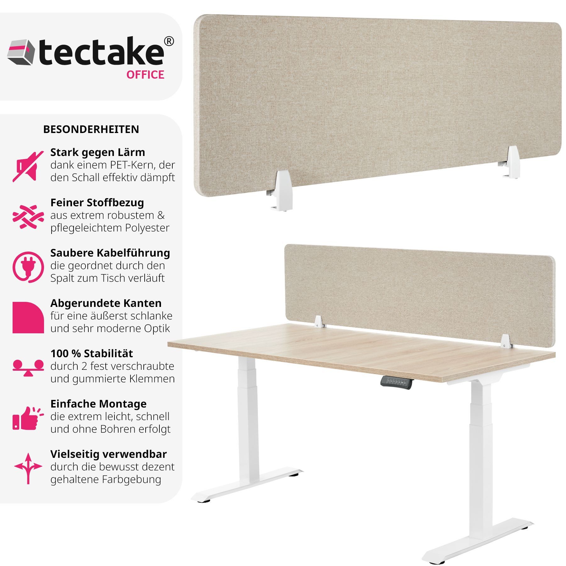 tectake Raumteiler Schreibtisch Trennwand, in 2 günstig online kaufen