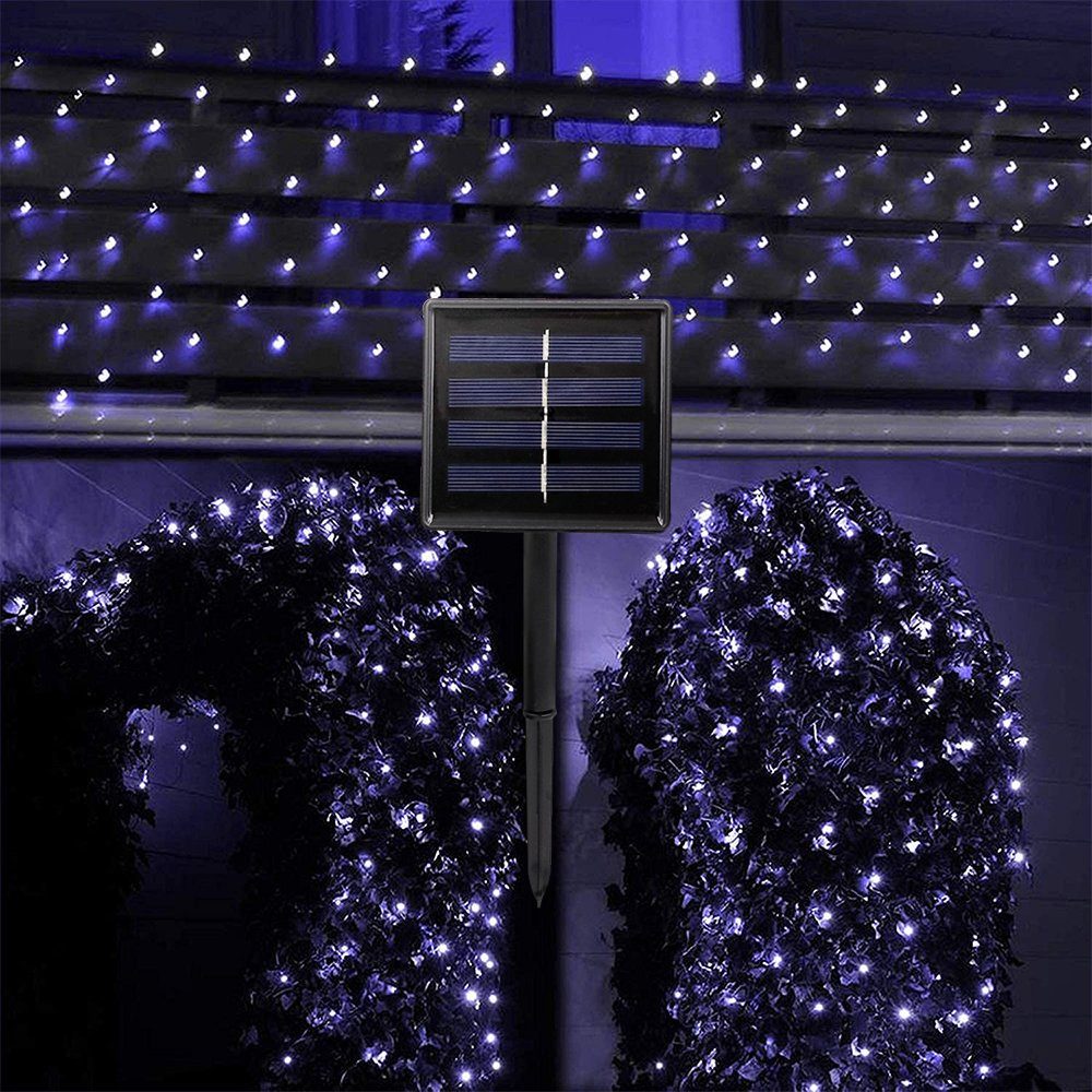 Sunicol mit LED Light,Wasserdichte Gärten 8 Warmes Haus Blau, Patio Solarleuchte Hinterhof Lichterkette, Weiß, Modi,für Multicolor, 1.5x1.5M/3x2M, LED Landschaft Solar Weiß, String