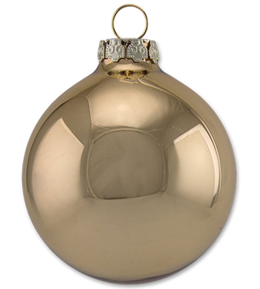 Thüringer Glasdesign Weihnachtsbaumkugel Diamonds mit Glitzer Dekor Engel - Christbaumkugeln aus Glas Gold Weiß (16 St), aus Glas