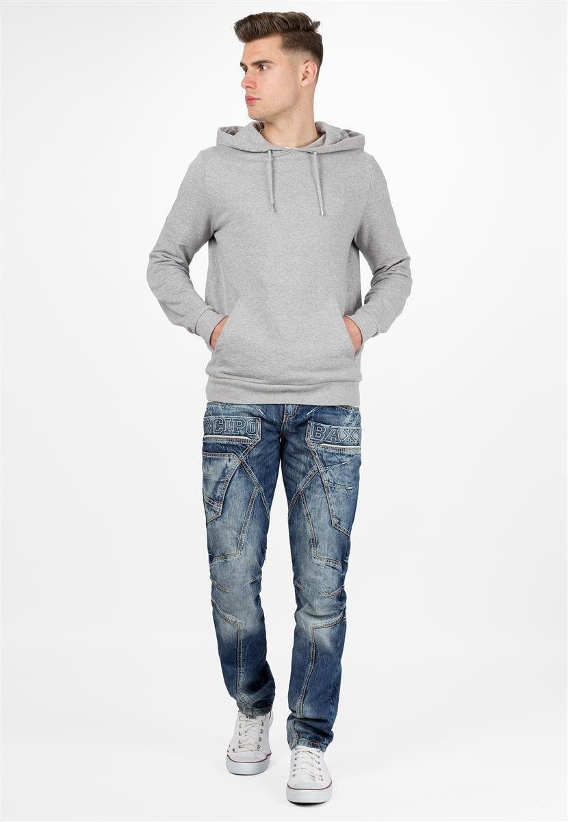 Cipo & Baxx Regular-fit-Jeans Herren Regular Fit Hose Stonewashed BA-CD391 (1-tlg) Aufwendiges Design – Bild 3 von 5