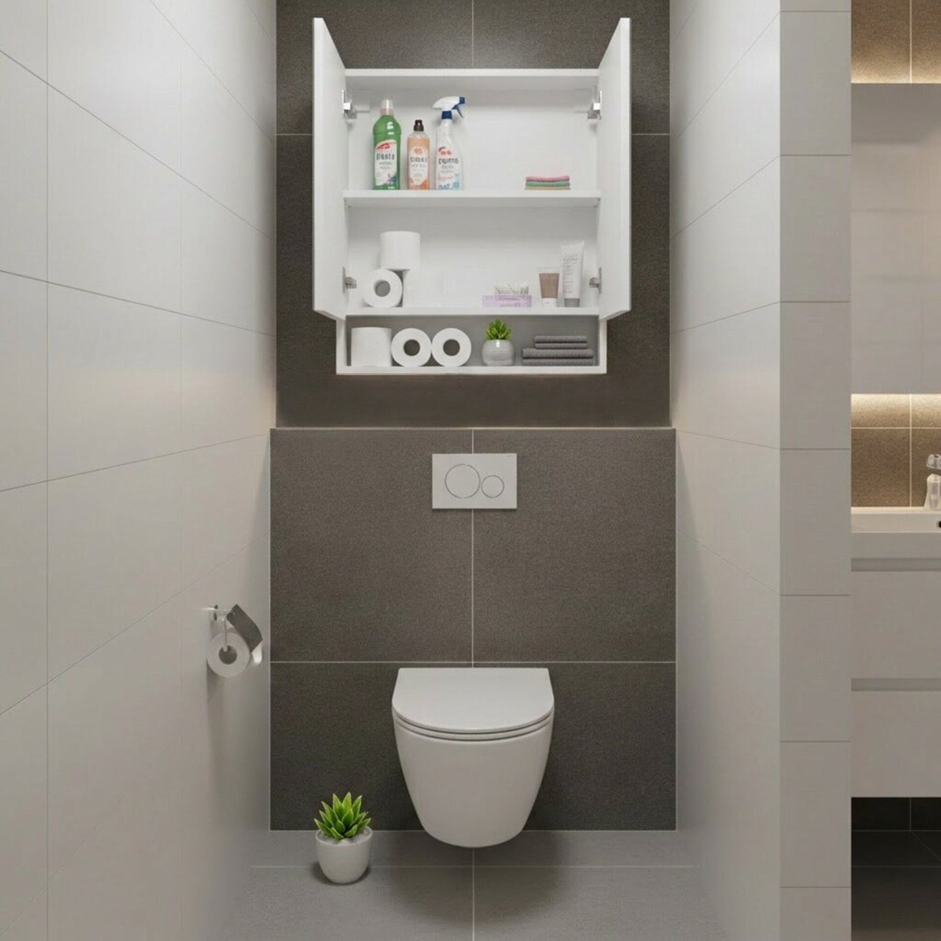 FACKELMANN Spiegelschrank Toilettenschrank, Badschrank, Spiegelschrank, Badezimmermöbel