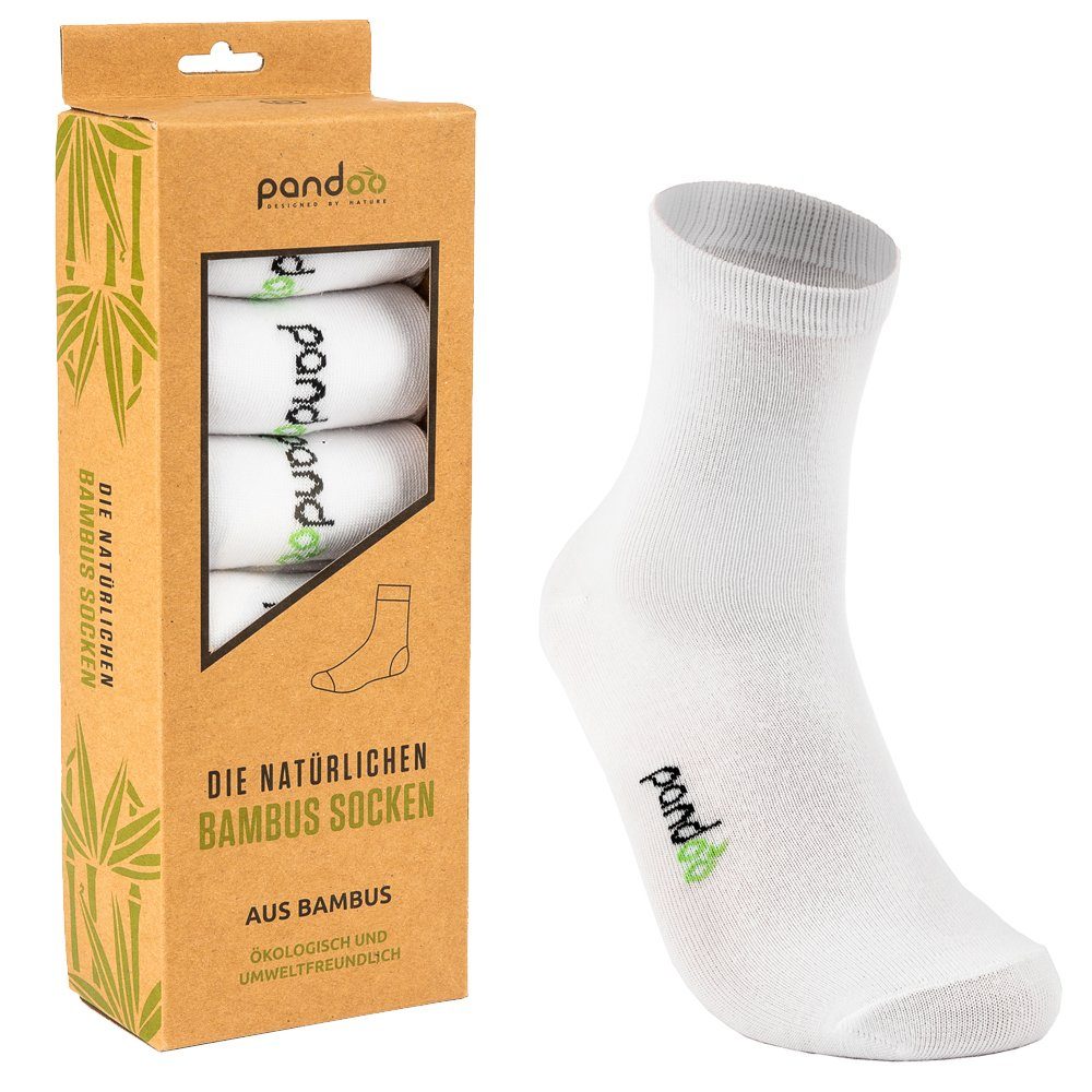 pandoo Viskose Zellstoff) (Bambus Sportsocken aus Pack Weiß Sportsocken, 6er